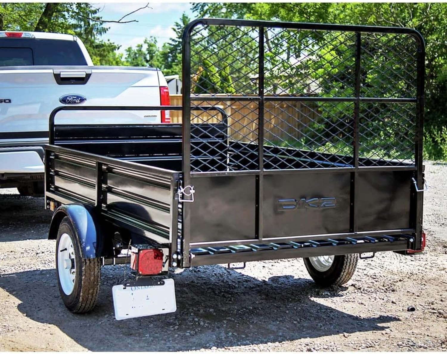 4.5 x 7.5 Drive-Up Gate Utility Trailer 1,639 lb Load Capacity, 7.5 ft Deck Length, 4.5 ft Deck Width Heavy-Duty Steel Frame with Fold-Down Ramp Gate
