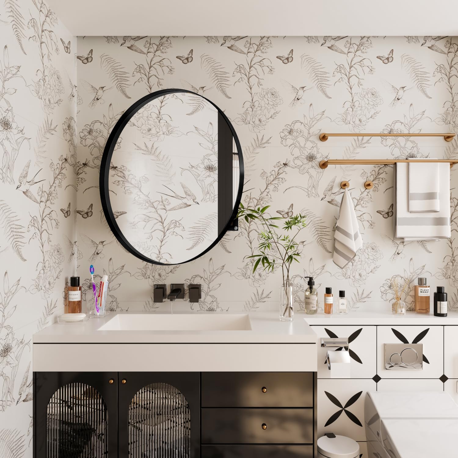 31.5 Inch Mount Round Metal Framed Cabinet with Mirror and Adjustable Shelves Black Wall Mirror with Storage for Bathroom