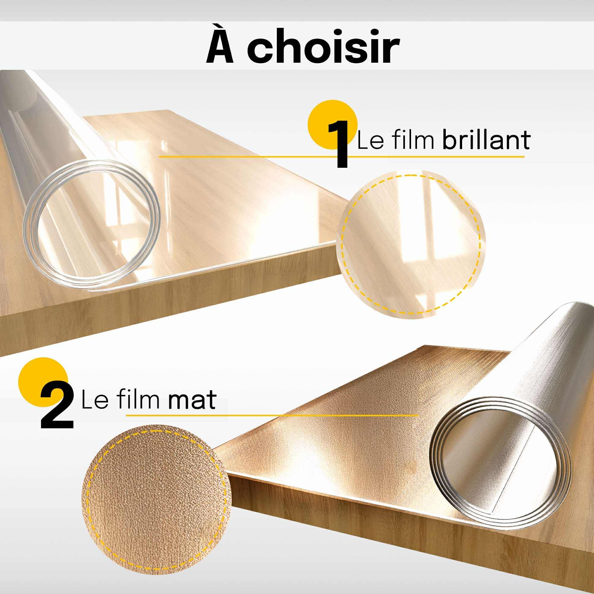 PRINT.GG Nappe Transparente Épaisse 2mm Protection Table, Nappe Rectangulaire Impermeable Sur Mesure, Set De Table Lavable, Toile Cirée Cuisine Bureau Salle à Manger, Film PVC 2mm Contact Alimentaire