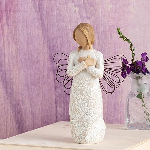 Miniatura 5 de Willow Tree Juego de 2 figuras esculpidas pintadas a mano con texto en inglés "Remembrance Angel Plus Prayer of Peace"
