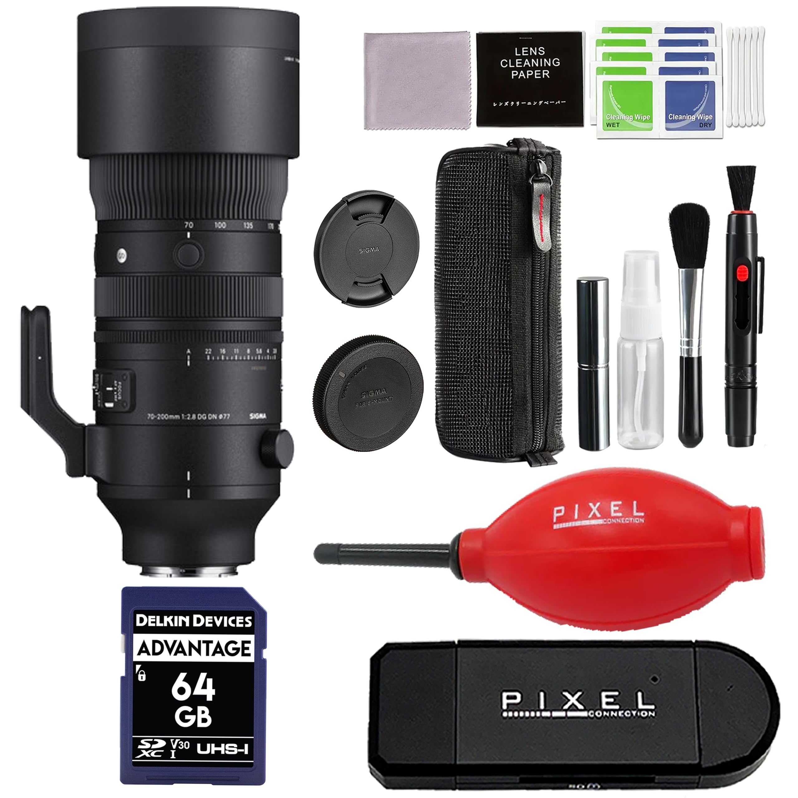 Sigma 70-200mm f/2.8 DG DN OS Sports Lens for Sony E with Advanced Accessory and Travel Bundle | Sigma 591965 | 70-200mm f2.8 Sony