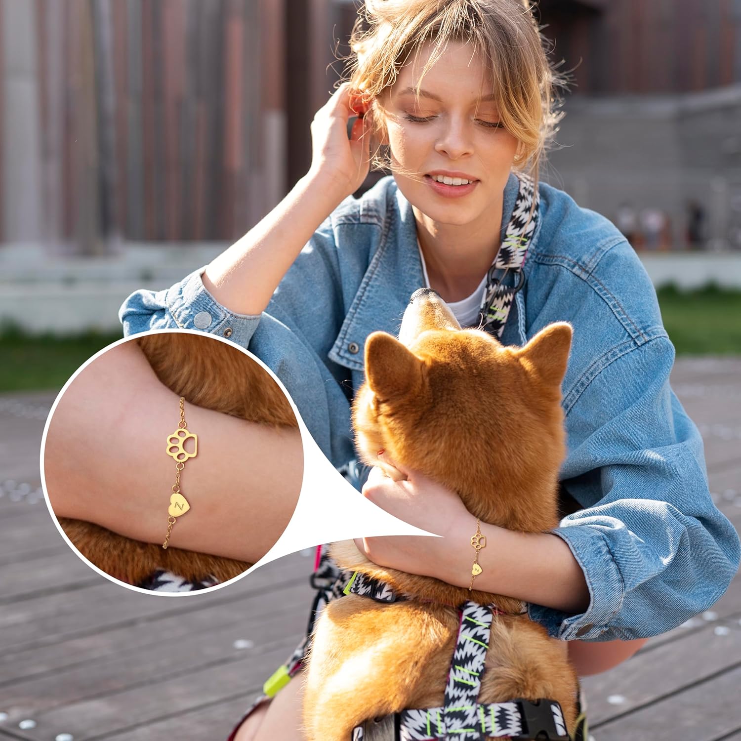 Dog Mom Gifts for Dog Lover Initial Bracelet for Women with Heart Adjustable Pet Paw Gold Bracelets for Women Non Tarnish Memorial Gift for Pet Lover Birthday Jewelry - Image 2