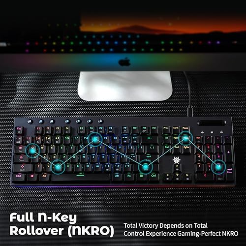 Miniatura 7 de Hexgears x Hyeku - Teclado inalámbrico de tamaño completo con rueda de volumen, teclado para juegos de perfil bajo con retroiluminación RGB + tira