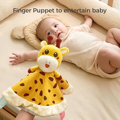 Miniatura 4 de TUMAMA Manta de seguridad para bebé, manta de terciopelo suave con lunares de peluche y anillos de dentición, artículos esenciales para recién