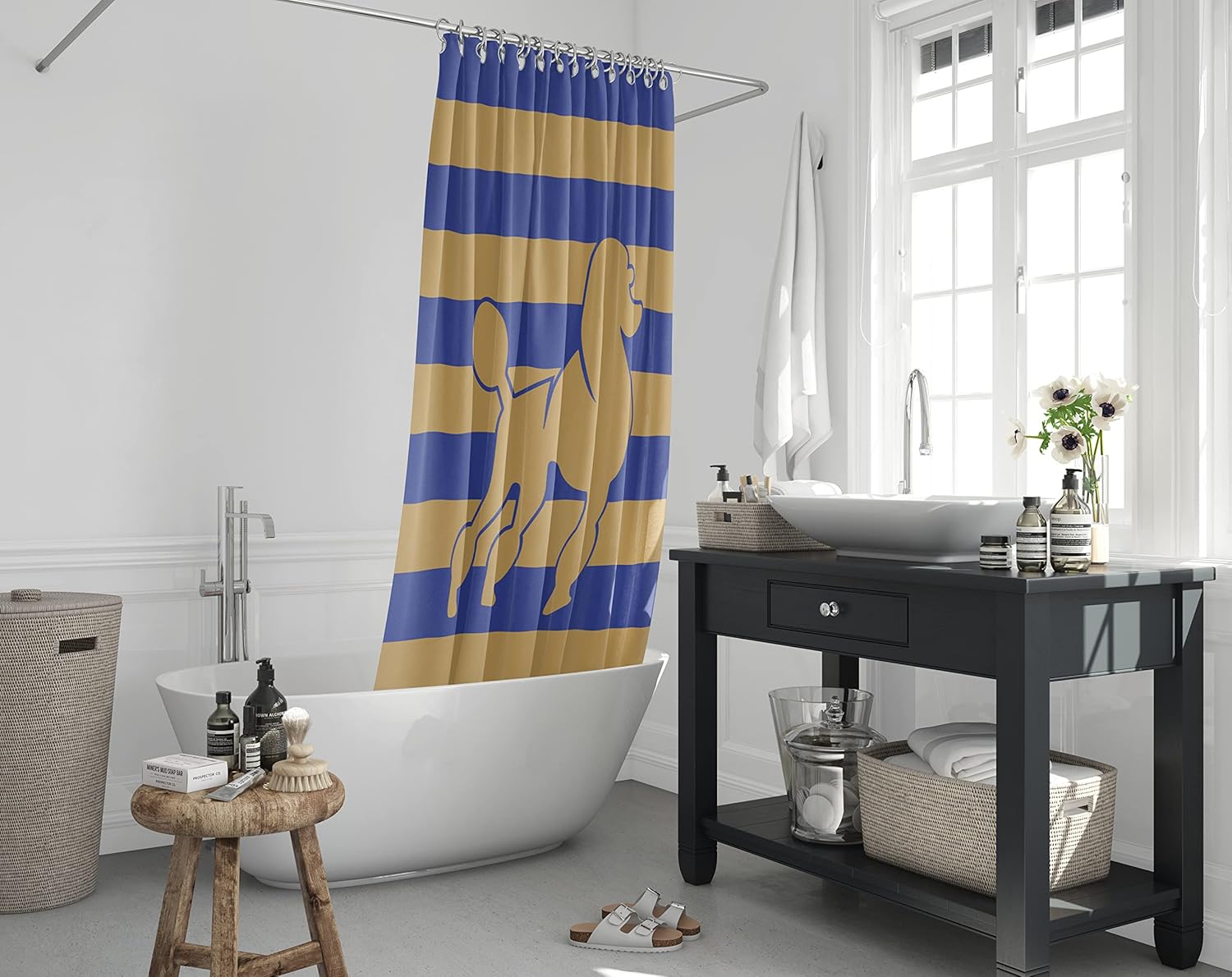 Bad Bananas BBGreek Sigma Gamma Rho Sorority Paraphernalia - Official Vendor - Shower Curtain - Poodle