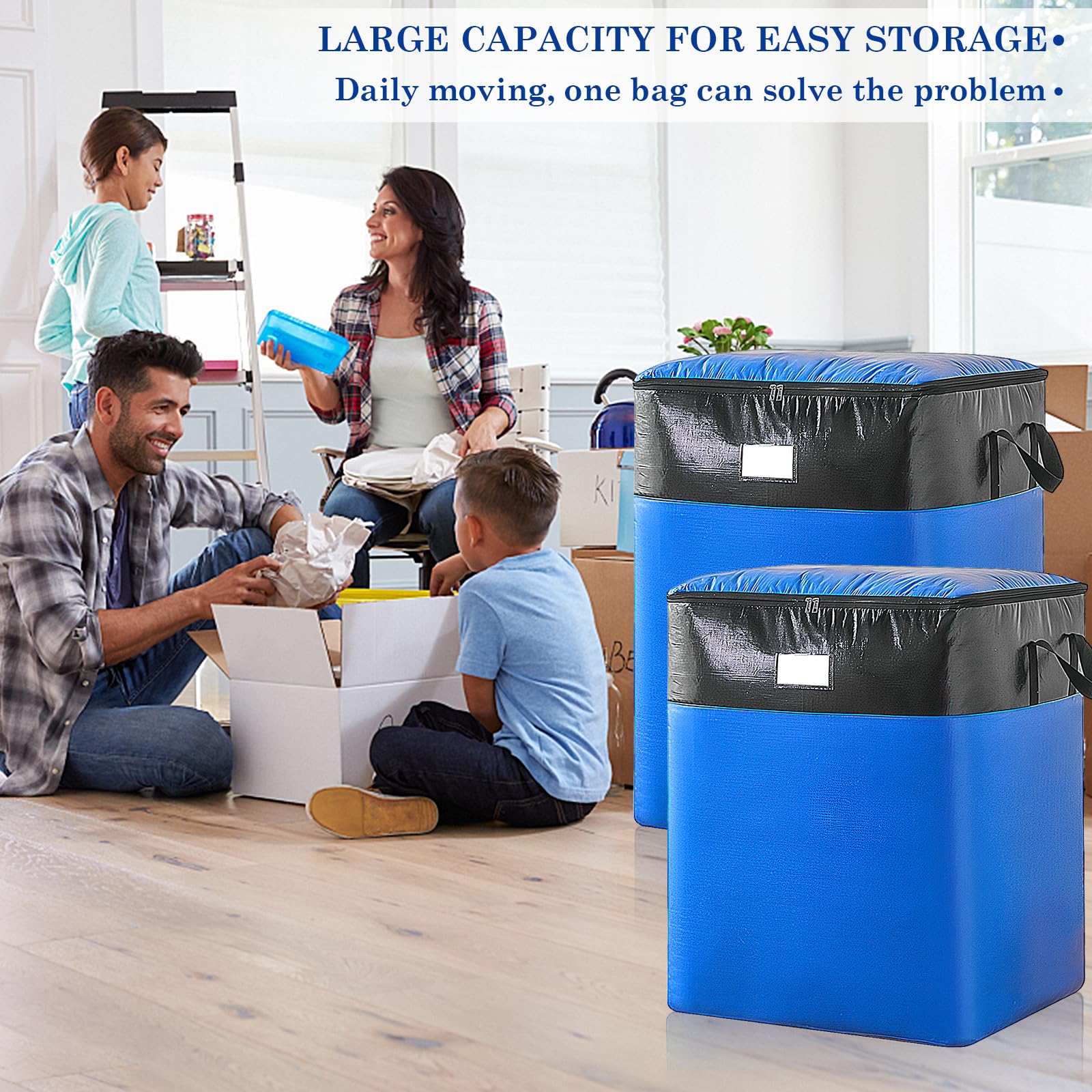2 Pz Grandi Borse Trasloco per Vestiti, 104L+140L Borsa Portaoggetti Grande, Borse per Stoccaggio Resistenti, Borsa Portaoggetti con Cerniere e Manici per Riporre Oggetti, Piumoni, Vestiti