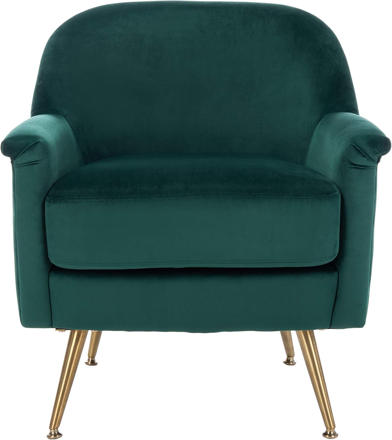 Safavieh Home Brienne Retro Glam Emerald Green Velvet and Brass Arm Chair
