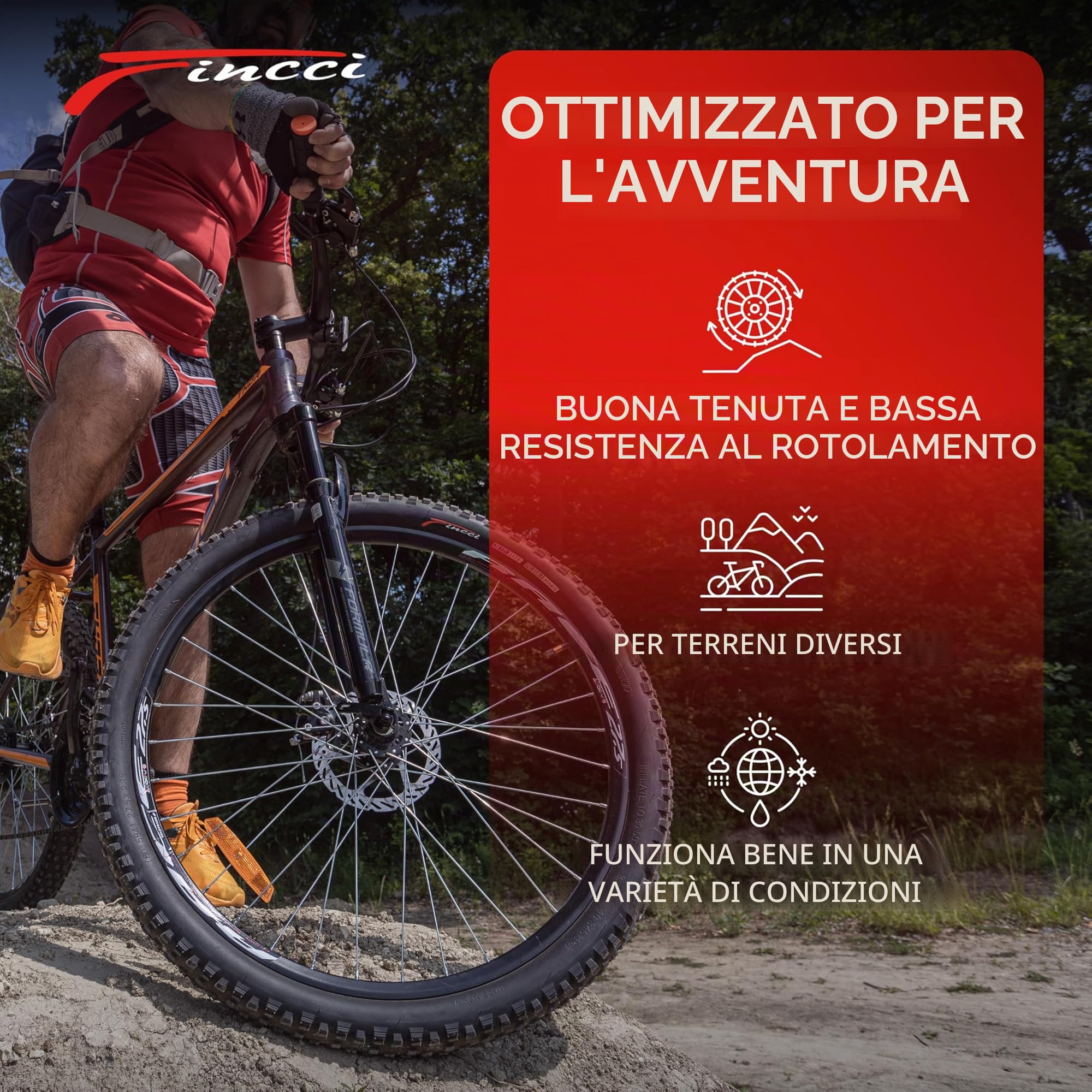 Fincci Bici Copertoni MTB 27.5 x 2.25 - Coppia Pieghevole Gomme Nero 57-584 con Antiforatura 1mm - Biciclette Pneumatici 27,5" per Adulto Donna e Uomo - Imballaggio Accessori per Mountain & E bike