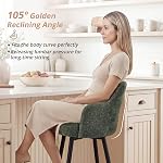LUE BONA Tabourets à barres pivotantes Ensemble de 2, 26" Tabourets de comptoir avec dos ergonomique semi-fermé, bar-tools rembourrés Chenille avec coussin de printemps pour l'île de la cuisine, vert grisâtre
