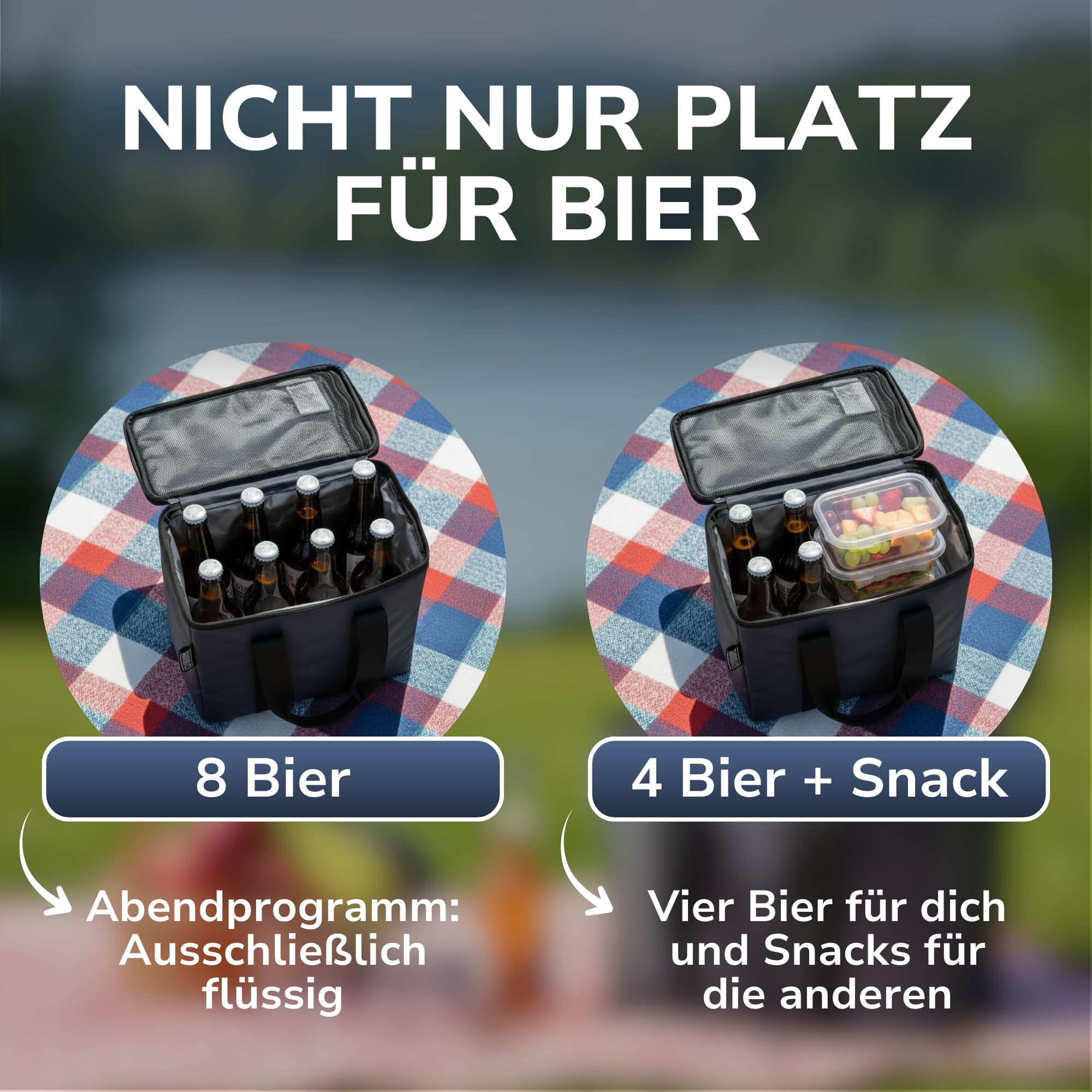 BIERKUMPEL - Kühltasche für Bierflaschen und Bierdosen – Faltbare, isolierte Thermotasche für Getränke – leicht & robust – ideal für Grillen, Party, Festival & Camping