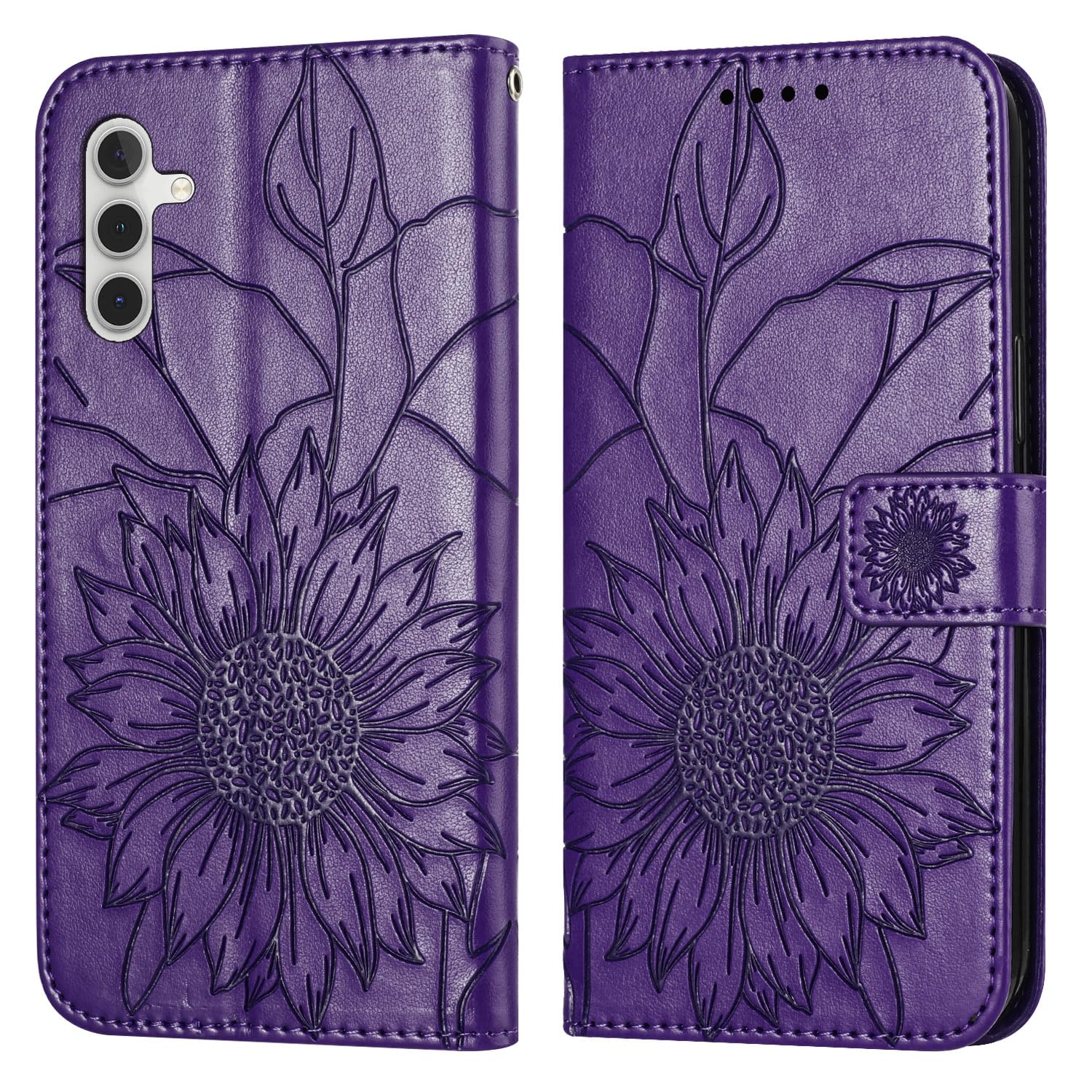 IMEIKONST Case for Samsung Galaxy S23 FE, Premium PU Leather Wallet Case Flip Folio Case Built in Kickstand Card Holder Magnetic Closure Protective Cover for Samsung Galaxy S23 FE, Dark Purple HXX