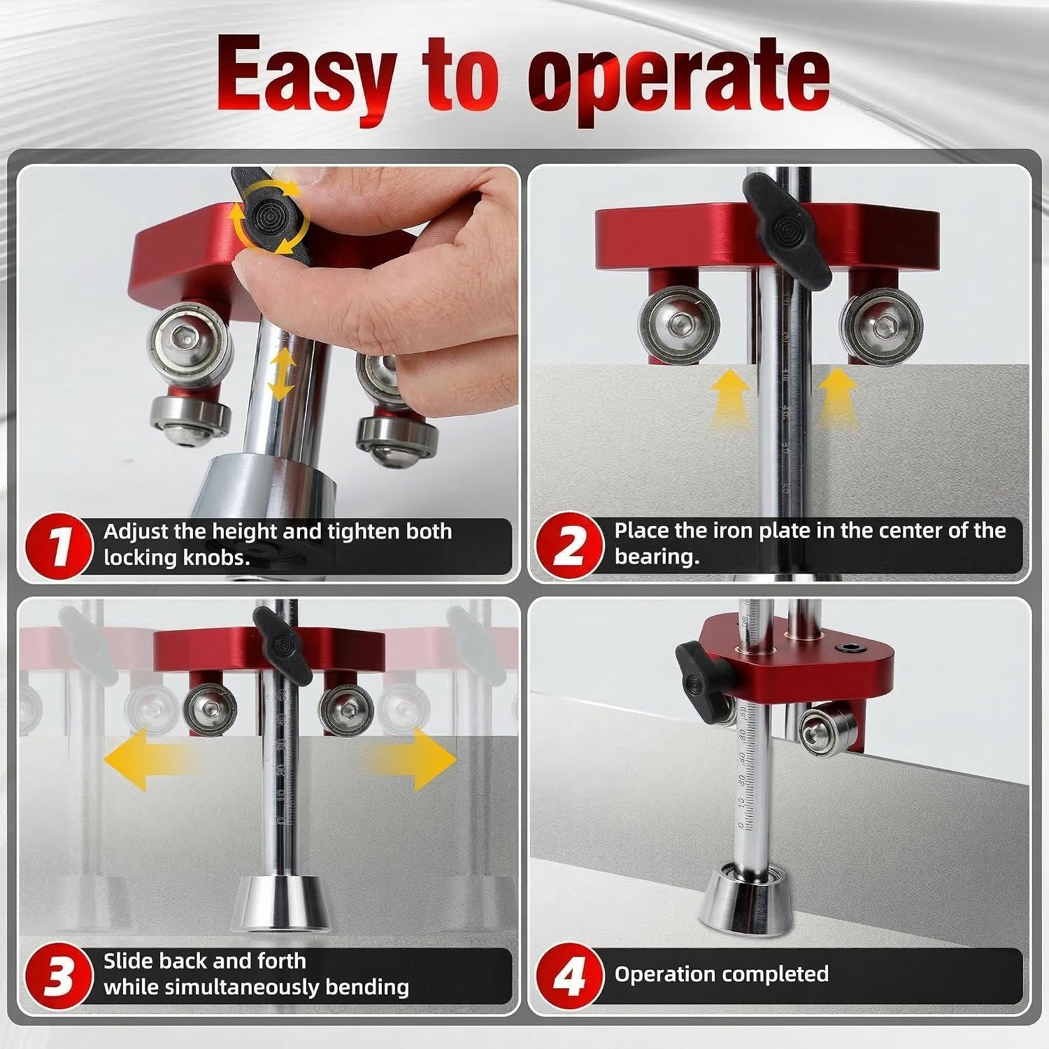 Sheet Metal Roller 1-Station Metal Bender, Metal Roofing Tools,0-100° Bending Range, 0.26-5in Length,0.2-0.8mm Thickness, for Iron/Aluminum/Copper/Stainless Steel Flashing & Edging (red）