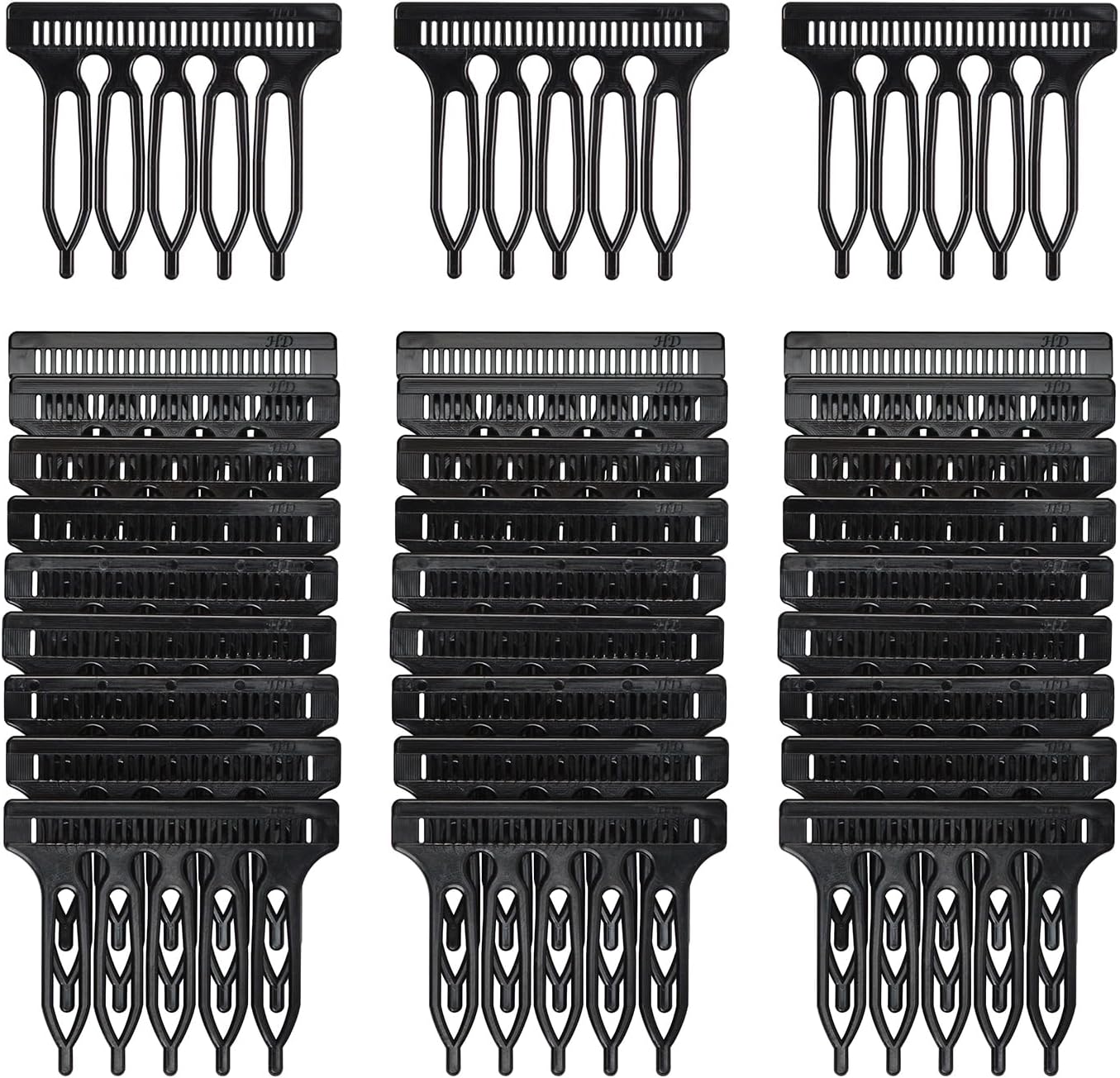 30 Pcs Hair Combs Black Plastic Clips 5-teeth Wig Combs for Lace Wigs Cap Making Wigs Accessories Styling Tools