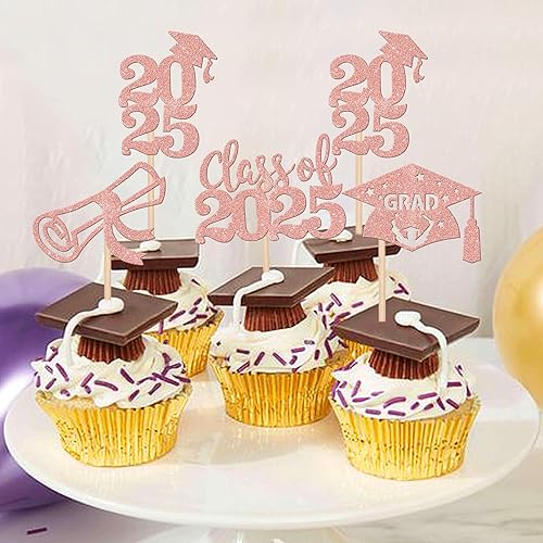 Miniatura 124 de 30 piezas 2024 de graduación 2024 decoración para cupcakes de doble cara clase de 2024, diploma 2024, felicitaciones graduadas, decoraciones