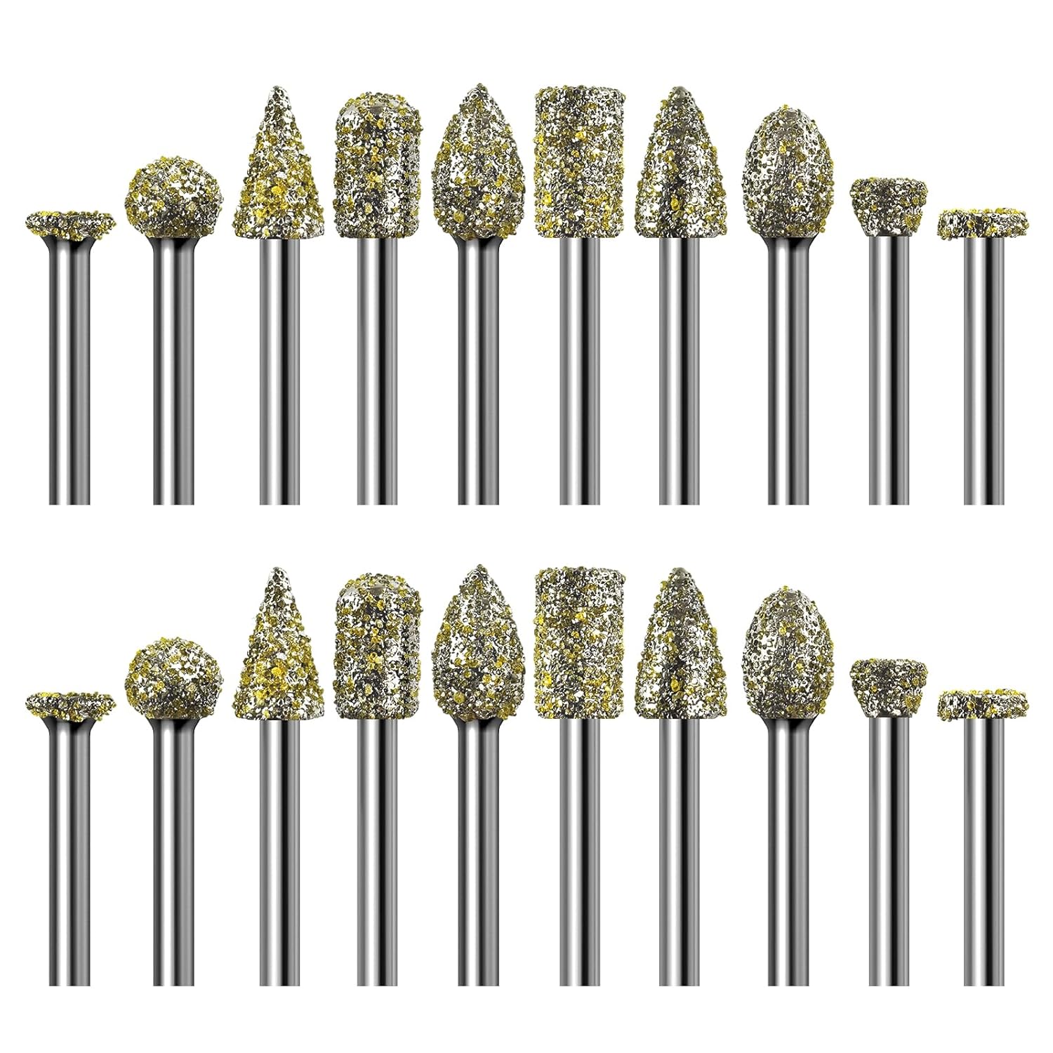 20Pcs 46-Grit Diamond Grinder Bits for Dremel Tool Accessories, 1/8" Shank, Rotary Tool Bits for Stone Glass Resin Porcelain Ceramic Dog Nail Glaze Metal Carve Engrave Polish