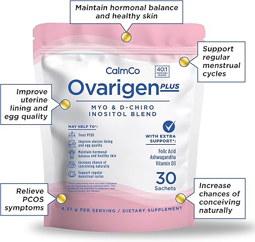 Miniatura 6 de CalmCo Ovarigen Plus, Myo & D-Chiro Inositol Blend Powder - Mezcla 401 con ácido fólico, Ashwagandha y vitamina D3 - Ayuda a controlar el síntoma de