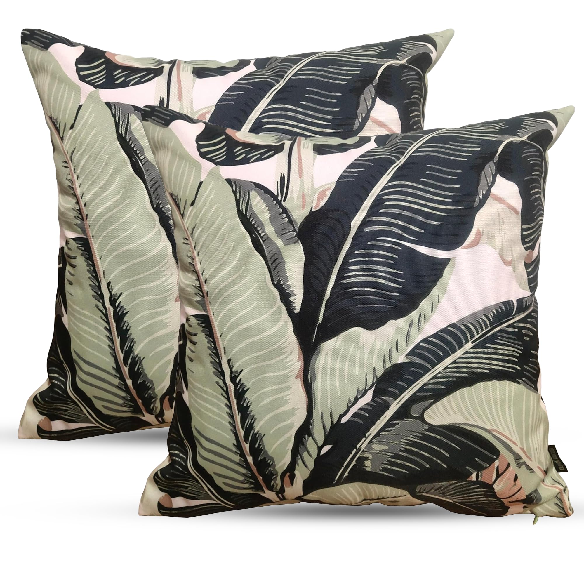 Poshliving Banza 2 Pack Outdoor Cushions Waterproof Filled 45X45cm With Invisible Zippered Outdoor Garden Cushions Waterproof 18"X18" With Cushion Covers & Pillow For Living Room Garden Sofa (Banza)
