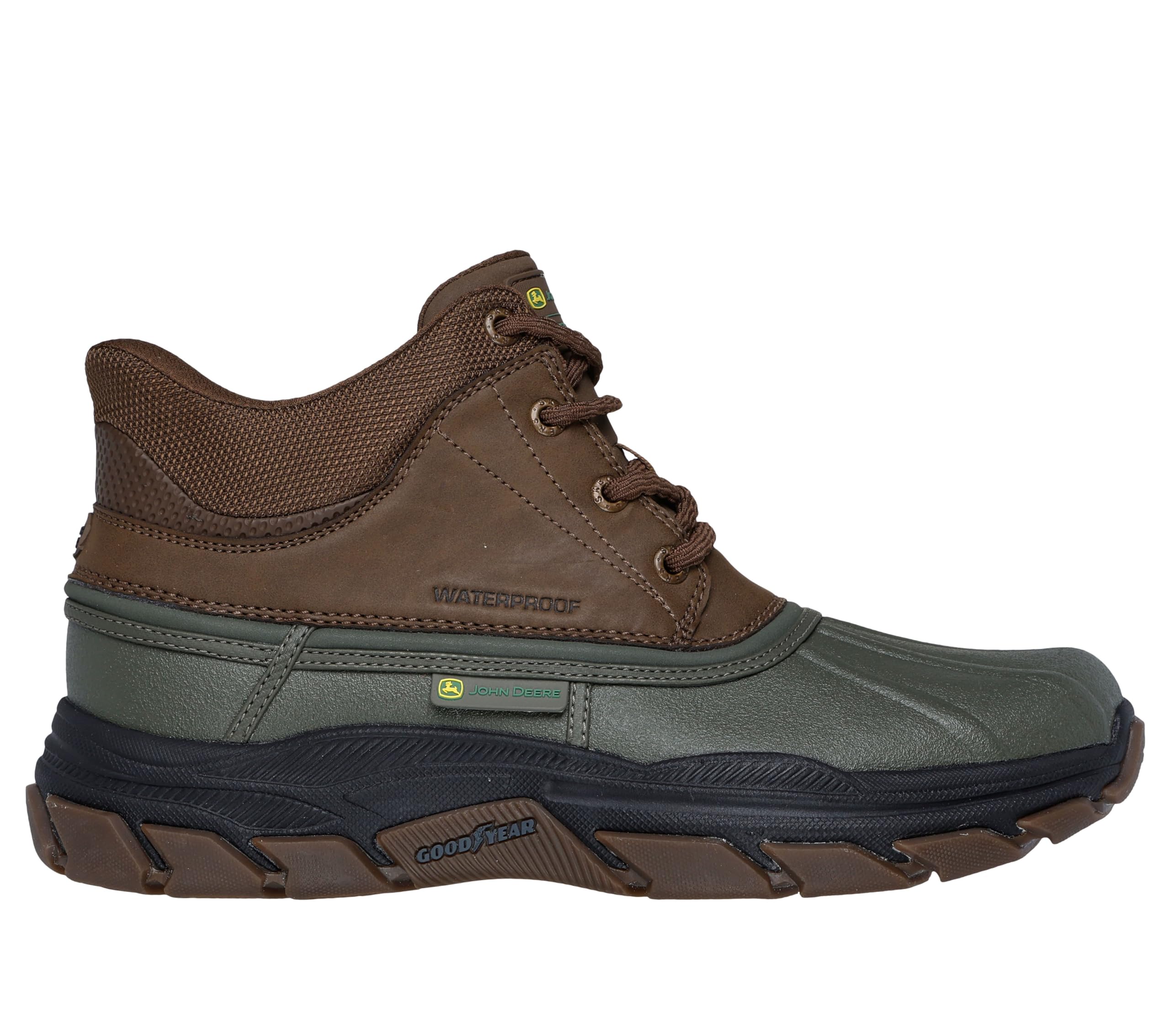 Skechers Herren Respected Swamper Slip-InTurnschuhe, Olive Leather/Duraleather/Brown Trim, 48.5 EU – Ansicht 3