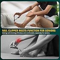 Vista 6 de FVION Toenail Clippers for Seniors, Upgraded Long Handle Angled Head Toenail Clippers for Thick Toenails and Fingernails (Black)