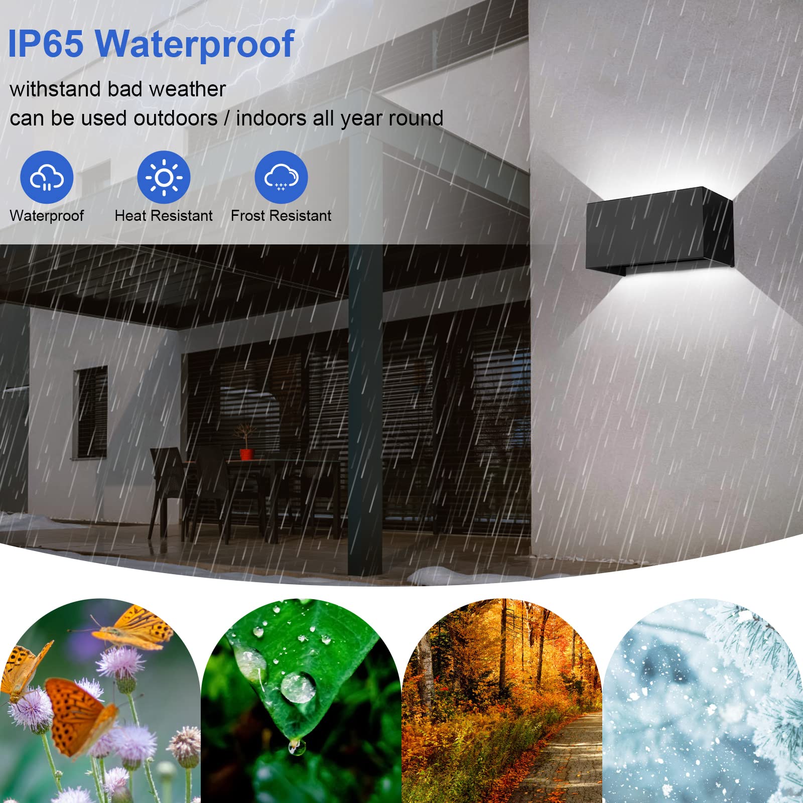 ENCOFT Pezzi 24W Applique da Parete interno Esterno Lampada da Esterno a Parete Nero COB LED Moderno IP65 Impermeabile in Alluminio Luce Bianco Freddo 6000K per Giardino Balcone Nero