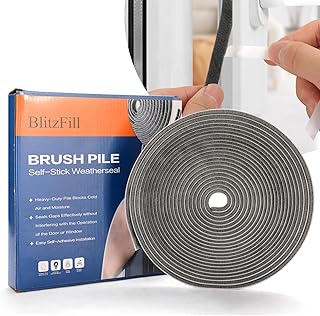 33FT Self Adhesive Door Soundproofing,Brush Weather Stripping for Door Frame & Sliding Windows, Seal Strip for Door Frame,Noise - Reducing, Weather Stripping Door Seal 0.21"x 0.35" Thick, Gray