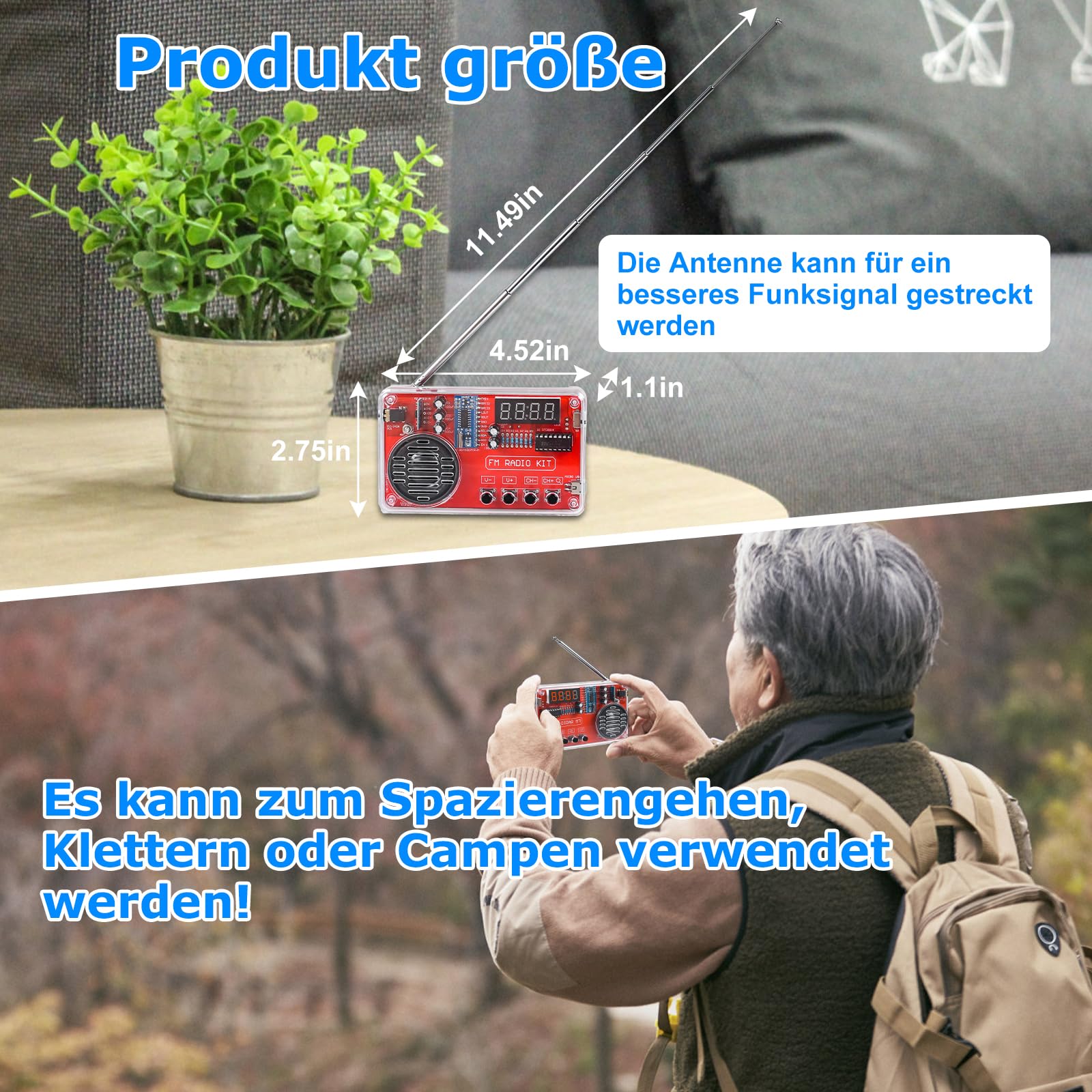 Pemenol - Kit práctico de soldadura para radio con auriculares y pantalla digital USB, kit electrónico para estudiantes, educación y bricolaje, entrenamiento, para adultos, regalo de Navidad