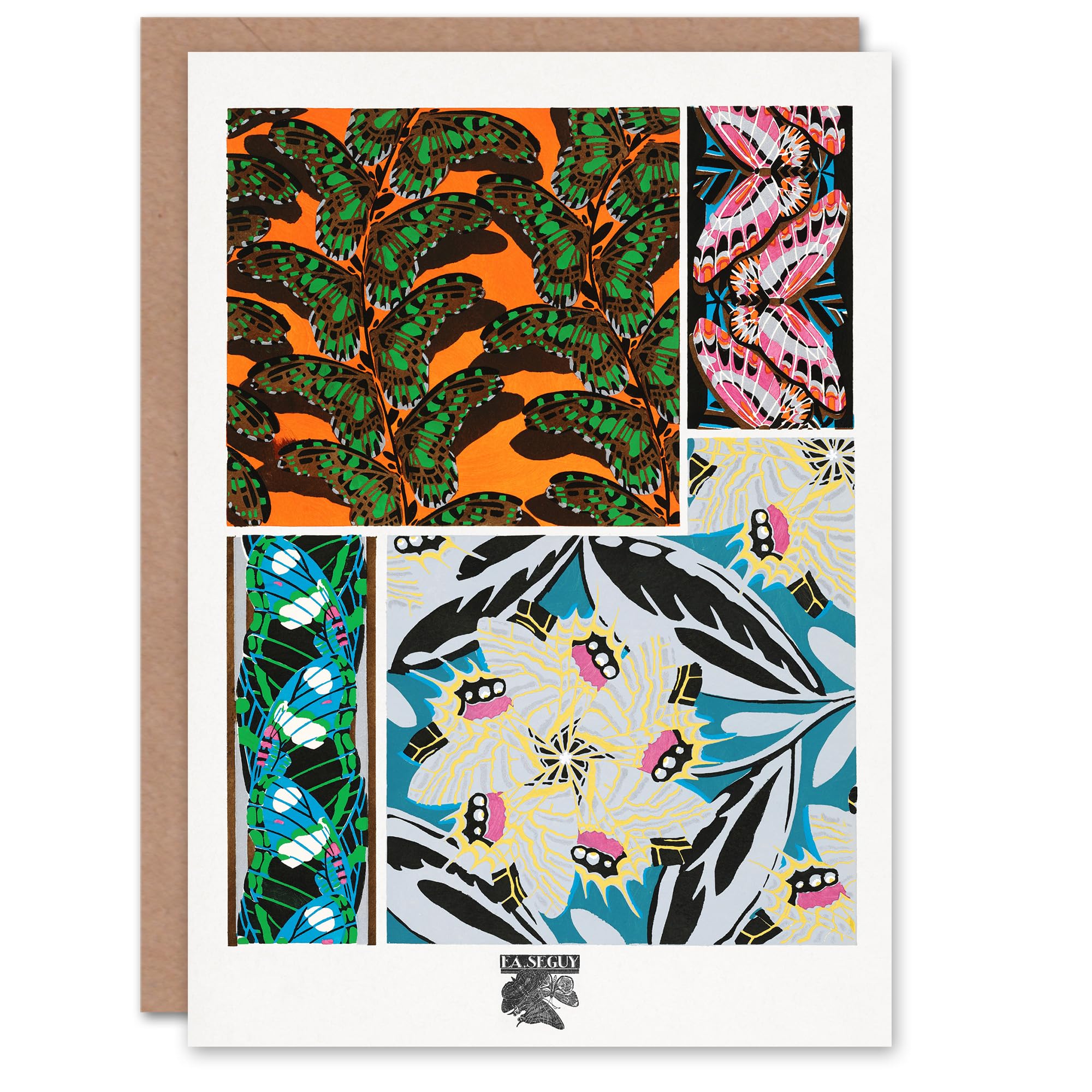 Artery8 Eugene Seguy Art Card Bright Vintage Butterfly Patterns