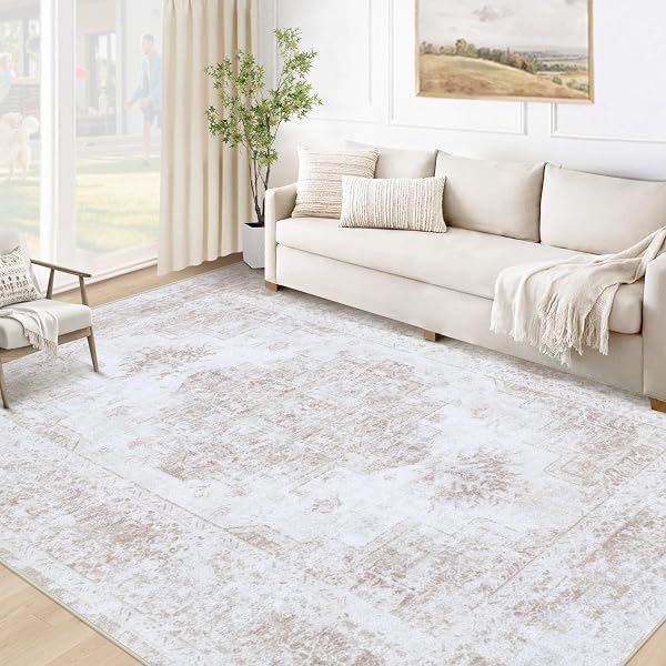 Distressed Medallion Vintage Beige Rug