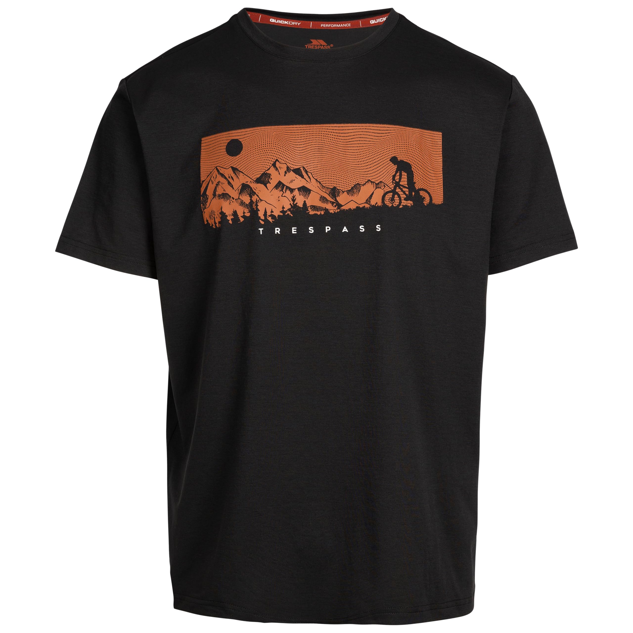 Trespass Men's Black Casual T-Shirt Nellow - Short Sleeve, Round Neck, Print On Chest, Knitted, 100% Polyester, 150Gsm