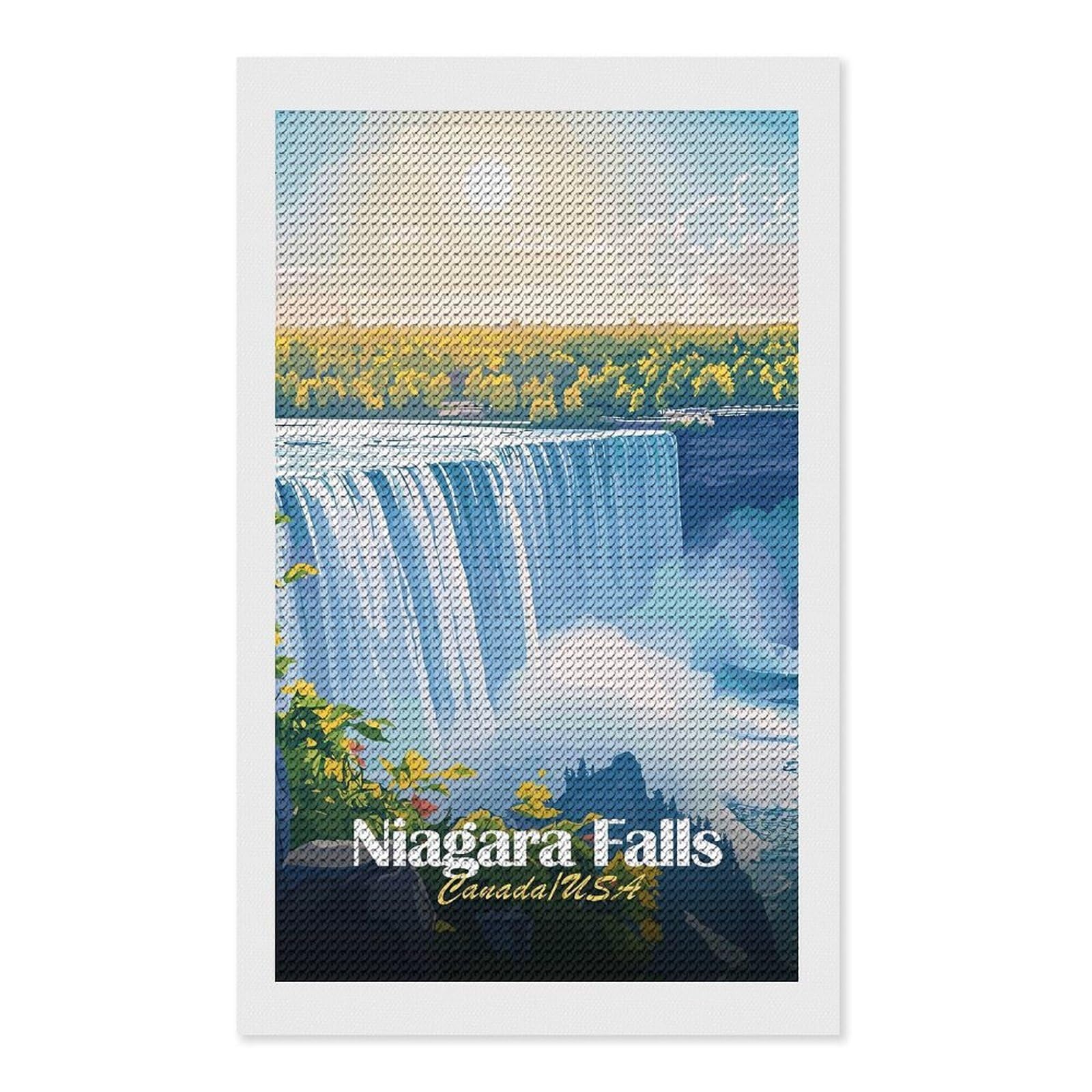 Junmoney Niagara Falls Diamond Painting Canvas Set 12"x20", Boho Decor, for Craft Lovers, Easy Handmade Project, Holiday Gift Idea