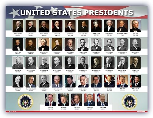 Miniatura 4 de Póster de los presidentes de los Estados Unidos de América, cartel horizontal laminado para decoración de pared escolar, para aula, para el