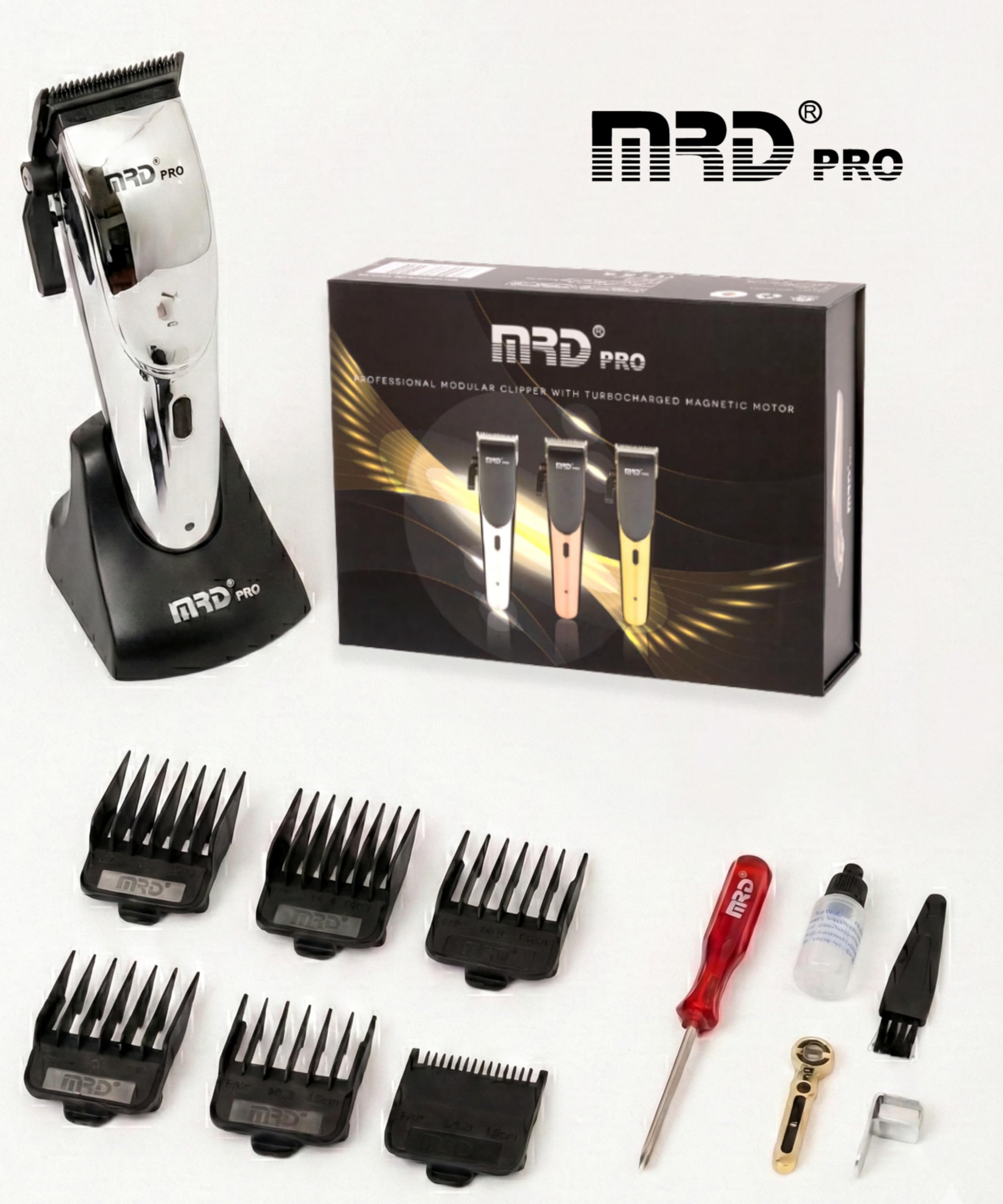 MRD Clipper PRO ERGO – Máquina de cortar pelo hombre profesional con motor Magnético, cuchilla DLC Faper y 10.000 RPM, cortapelos MRD pro recargable USB-C