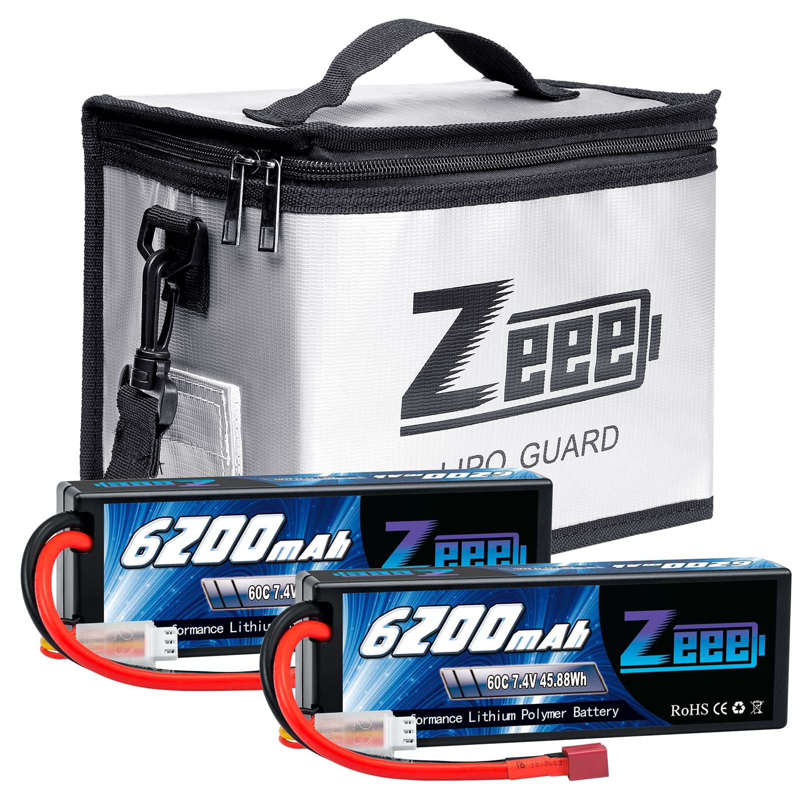 Zeee 2S LiPo 6200mAh 7,4V 120C Batería softpack con Conector XT60 para RC Coches, Camiones, vehículos, Tractores, Buggies, Tanques, helicópteros, Aviones, etc(2 Unidades Zeee 2S LiPo 6200mAh 7,4V 120C Batería softpack con Conector XT60 para RC Coches, Camiones, vehículos, Tractores, Buggies, Tanques, helicópteros, Aviones, etc(2 Unidades