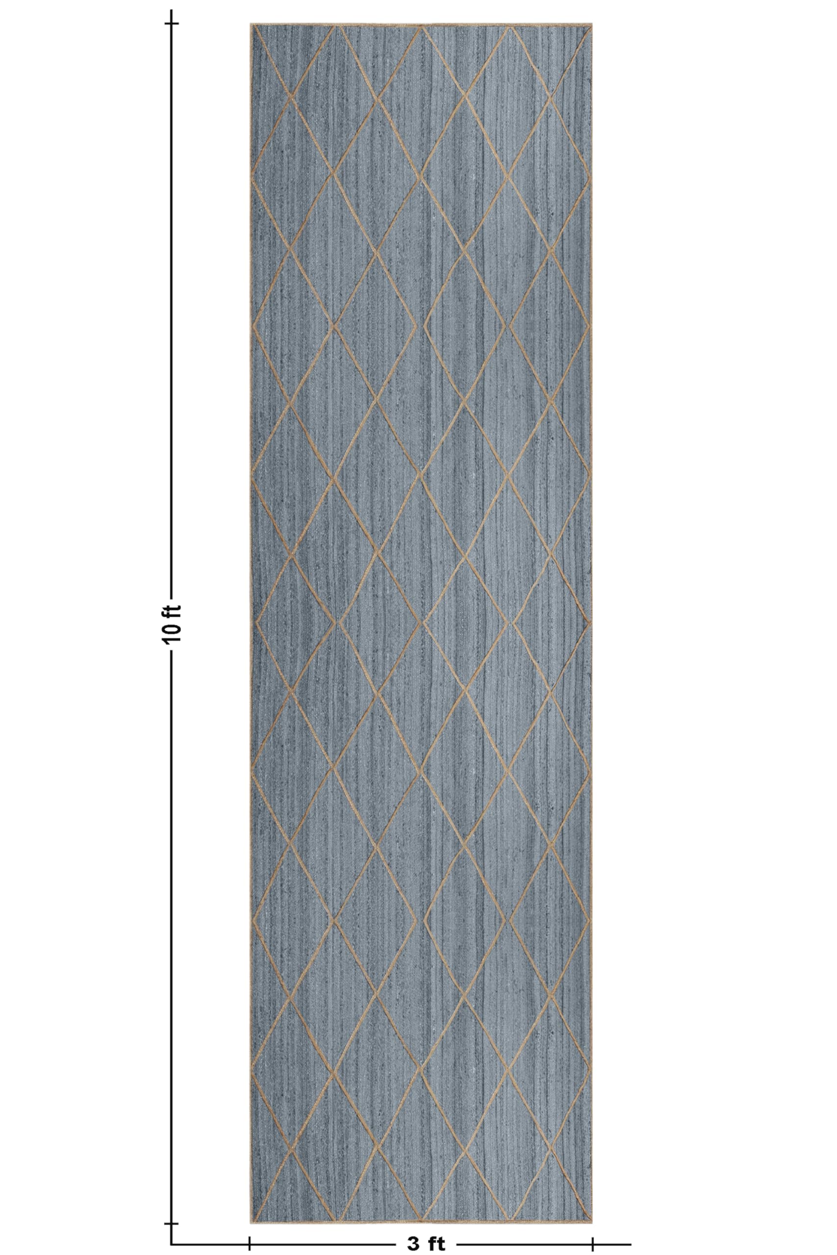 Bieżnik - Kilim dywan 2,6 x 14 cm, szary i beżowy pleciony dywan z juty do wewnątrz, na zewnątrz, dywan o dużym natężeniu ruchu, do domu i przedpokoju, na korytarz i chodnik na schody
