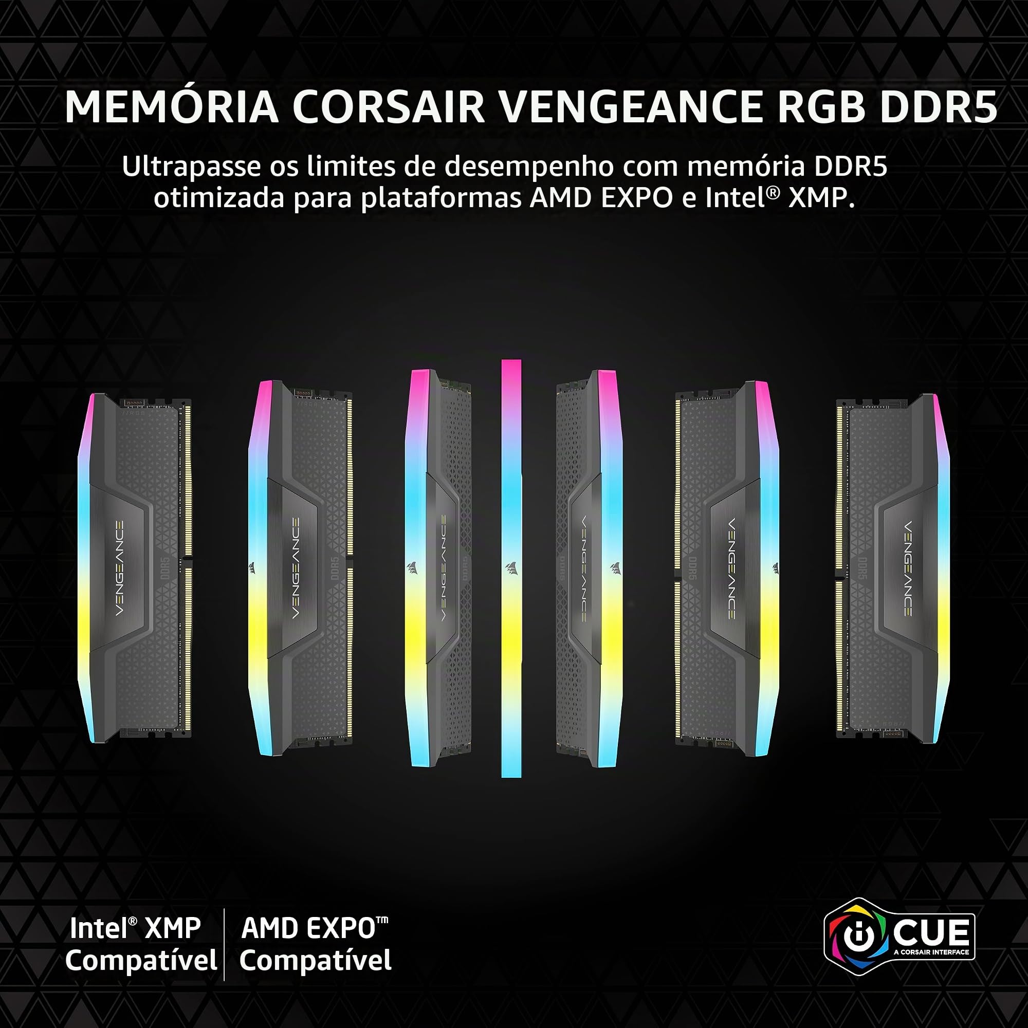 メモリー DDR5 CORSAIR VENGEANCE RGB 96GB 6000MHz CORSAIR Memória de computador Vengeance RGB DDR5 RAM 64GB (2x32GB