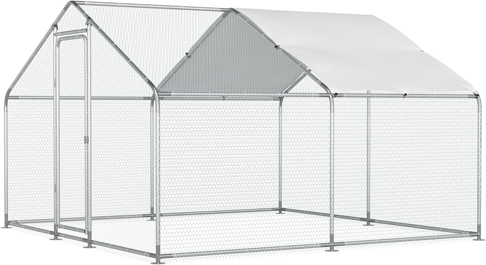 Morngardo Chicken Coop, 10×10 FT Large Metal Run for 20 Chickens, Walk in Yard Poultry Cage Hen House with Waterproof Cover (96.8 Square Feet)