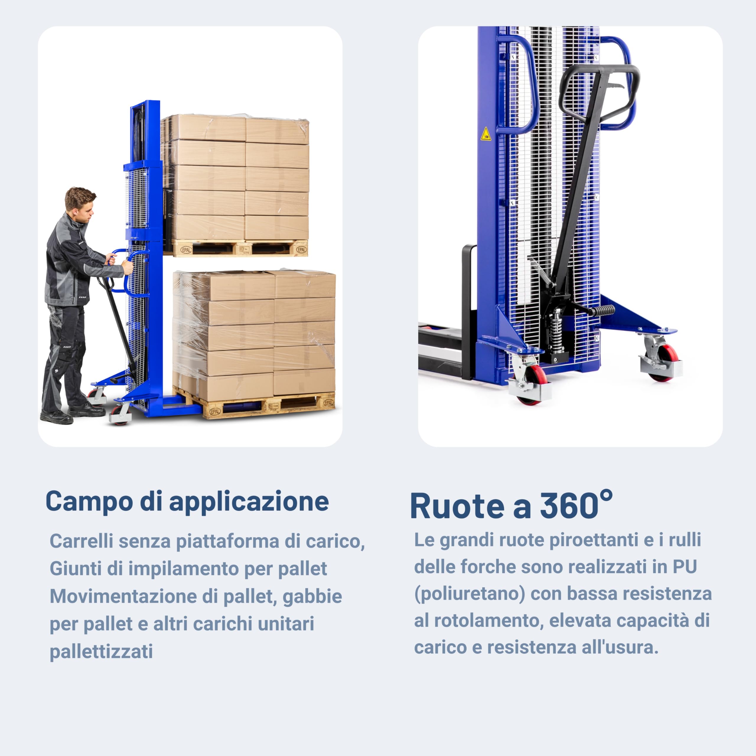 Pallit Carrello elevatore LIFT-XXL | altezza disollevamento 3000 mm | portata 1000 kg | ruote in PU | sollevatore
