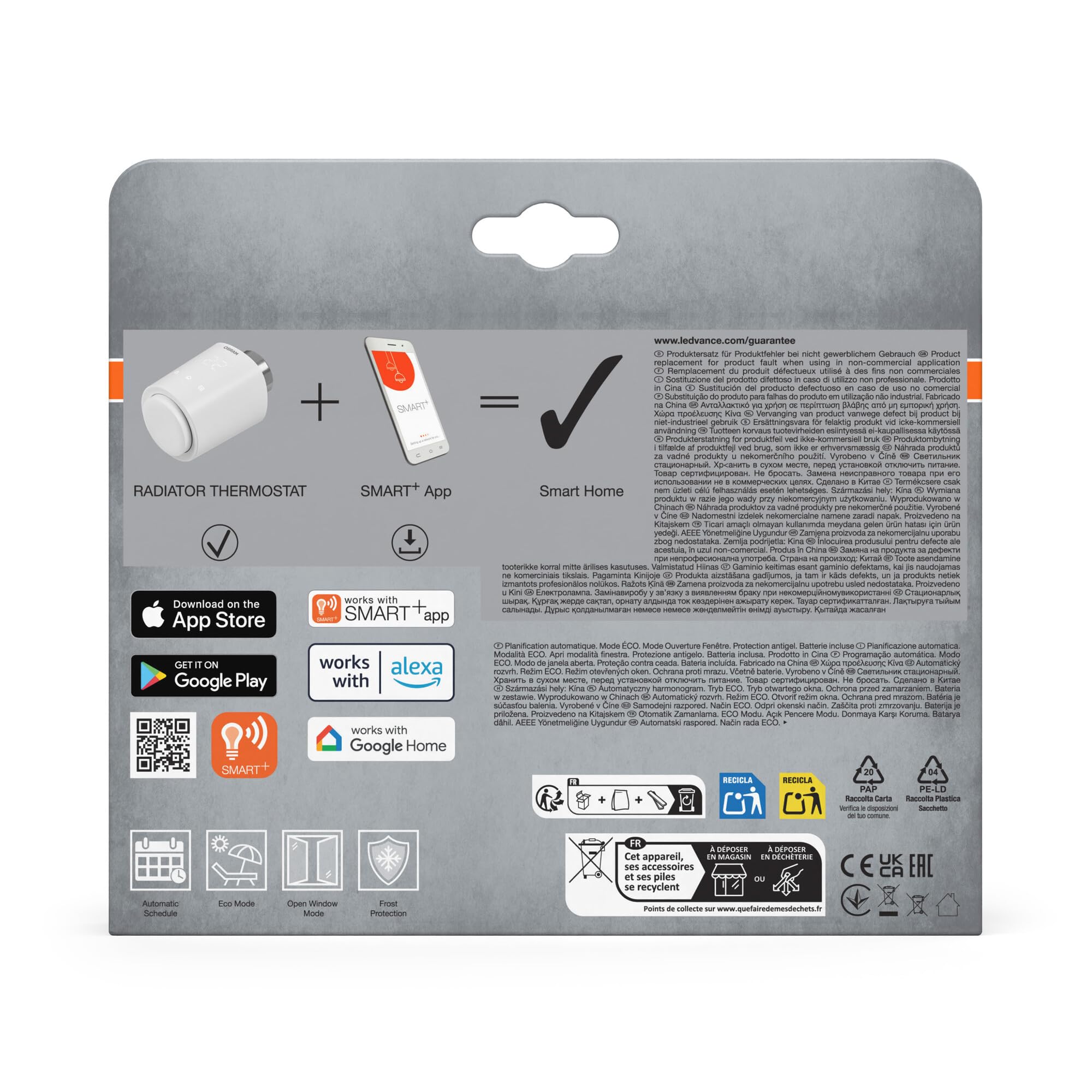 Osram Smart+ WiFi Termostato per termosifone, IP20, plastica, bianco, confezione da 3 | SMART+ - Termostato per radiatore WIFI in plastica, bianco, 3 pezzi