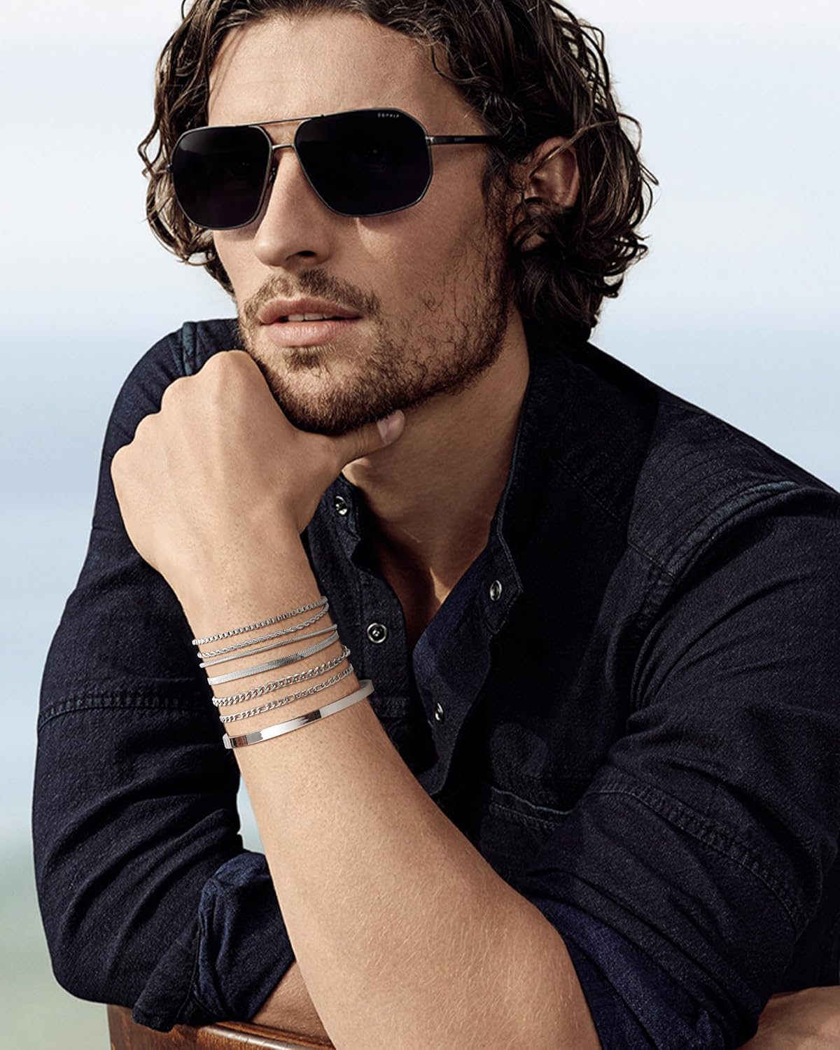 VNOX 5/7 Pcs Chain Bracelet for Men Women - Sturdy Stainless Steel Curb Width Cuban Link Chain Bracelet Set for Men Women,6.5/7/7.4/8.2/9 Inches - Image 8