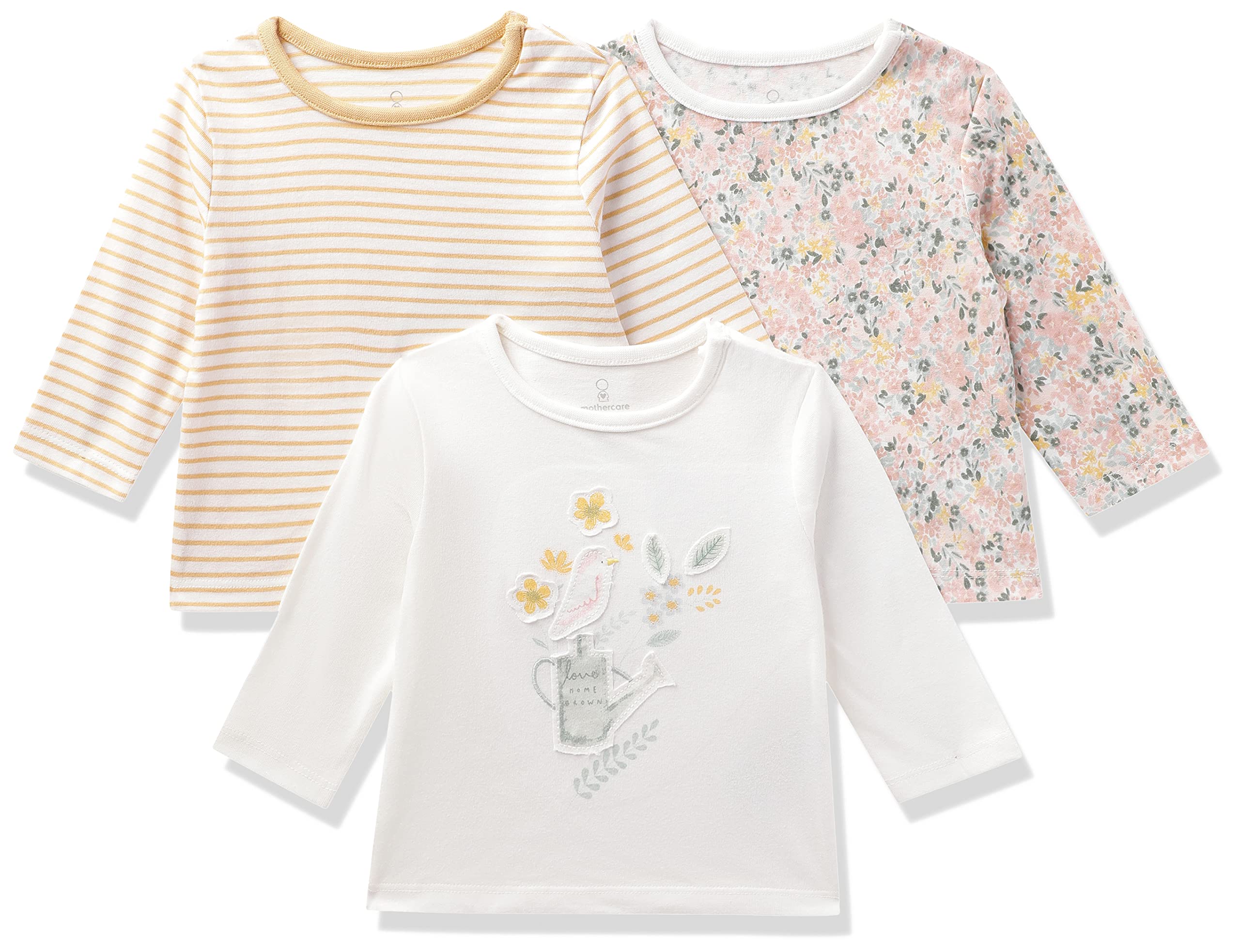 MothercareBaby Girl Home Grown Long-Sleeved T-Shirts - 3 Pack