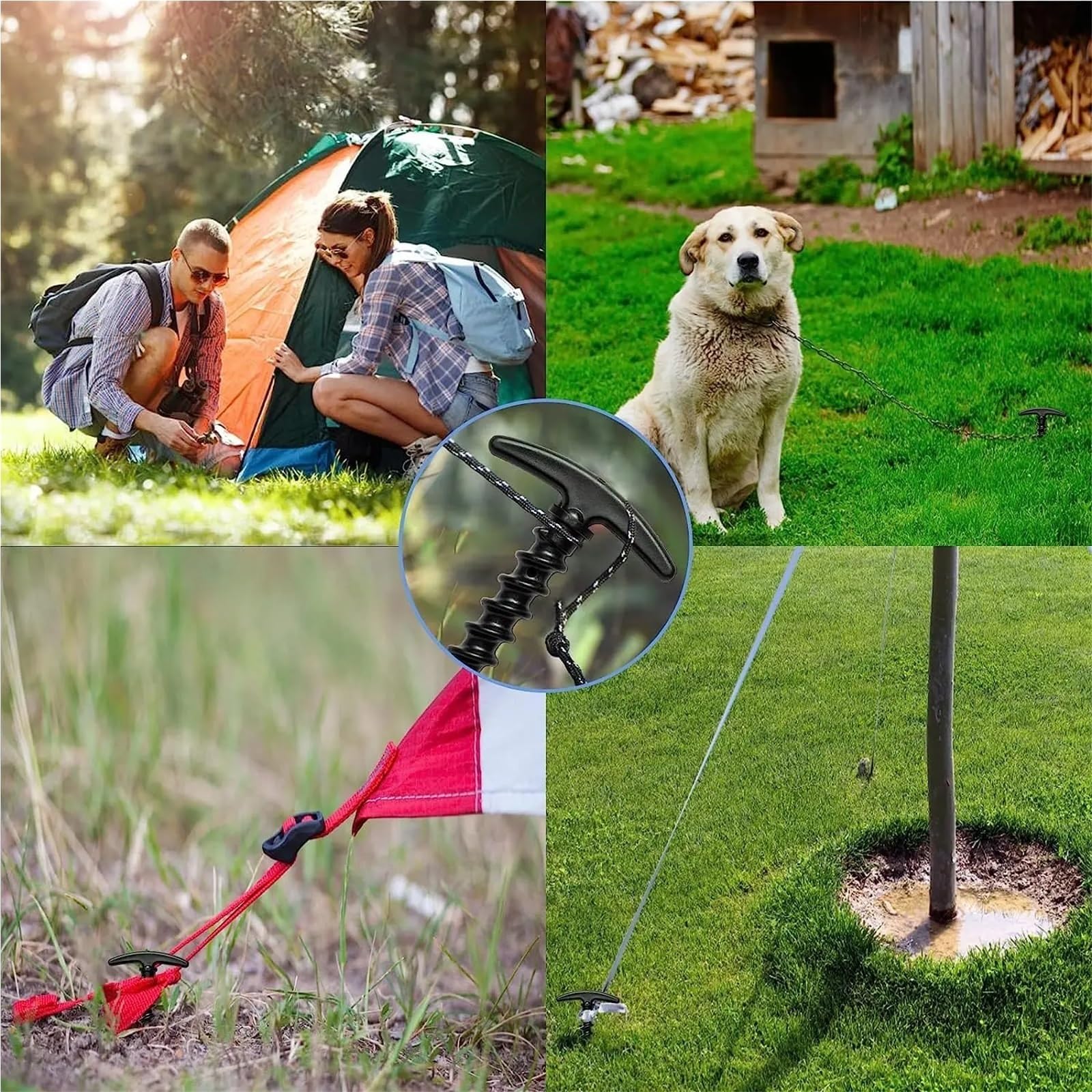 Piquet de Tente, Lot de 10 piquets Tente Camping en Plein air, Clous Sol, vis d'ancrage, randonnée, Jardin, Accessoires(Black)