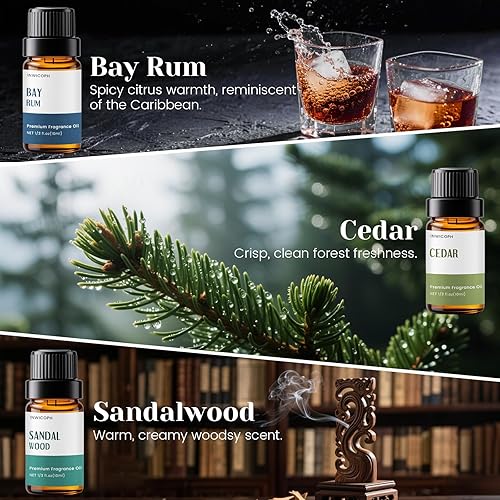 Miniatura 3 de Juego de aceites esenciales, aceites esenciales para aromaterapia, aceites esenciales de aromaterapia para hombre (0.2 x 0.3 fl oz), cuero, ron de