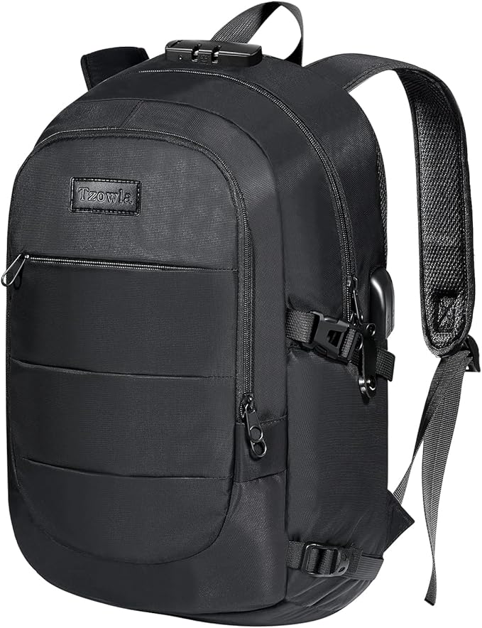Tzowla Mochila Antirrobo para Portátil de 40 Litros con Puerto de Carga USB y Bloqueo se Adapta a una Computadora Portátil de 15,6 Pulgadas