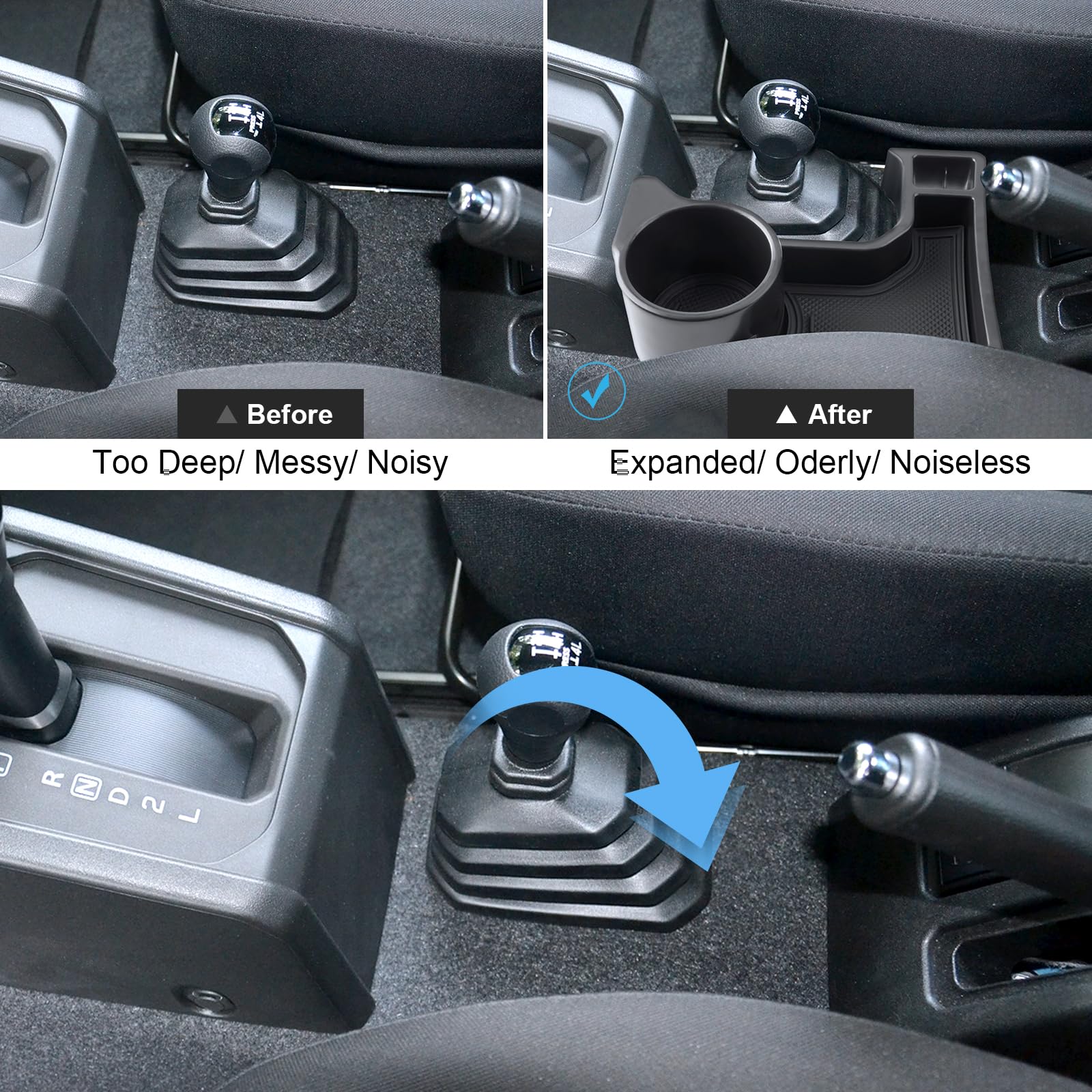 Boîte Rangement Console Centrale Coleya Pour Suzuki Jimny 1998-2018 (MT) - Organisateur Antidérapant Noir