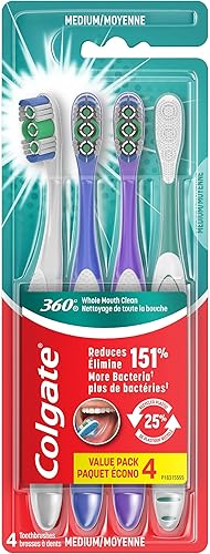 Colgate Cepillo de dientes para adultos 360, mediano (4 unidades)