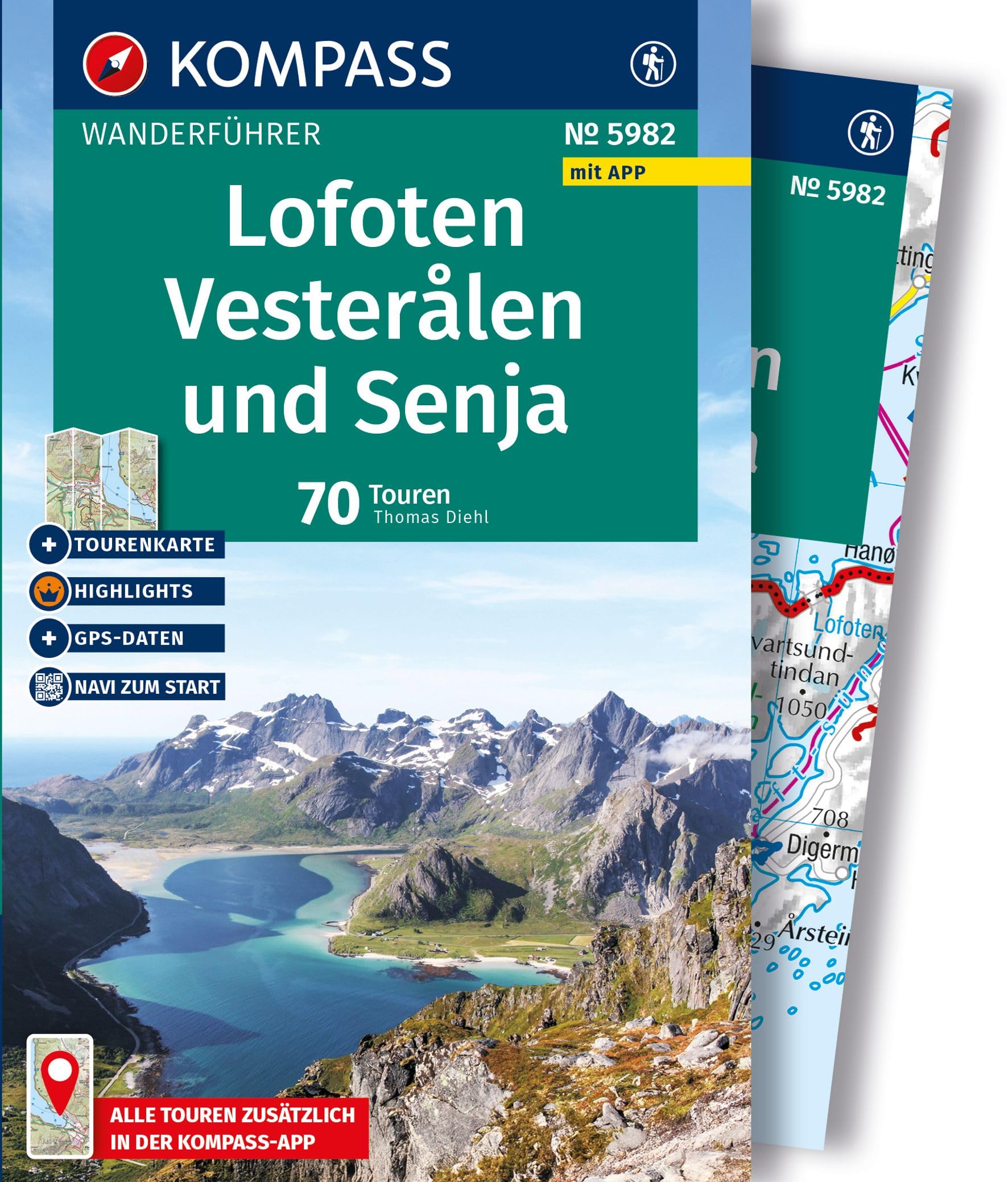 KOMPASS Wanderführer Lofoten, Vesterålen und Senja, 70 Touren mit Extra-Tourenkarte: mit Touren und GPS-Daten in der KOMPASS-App