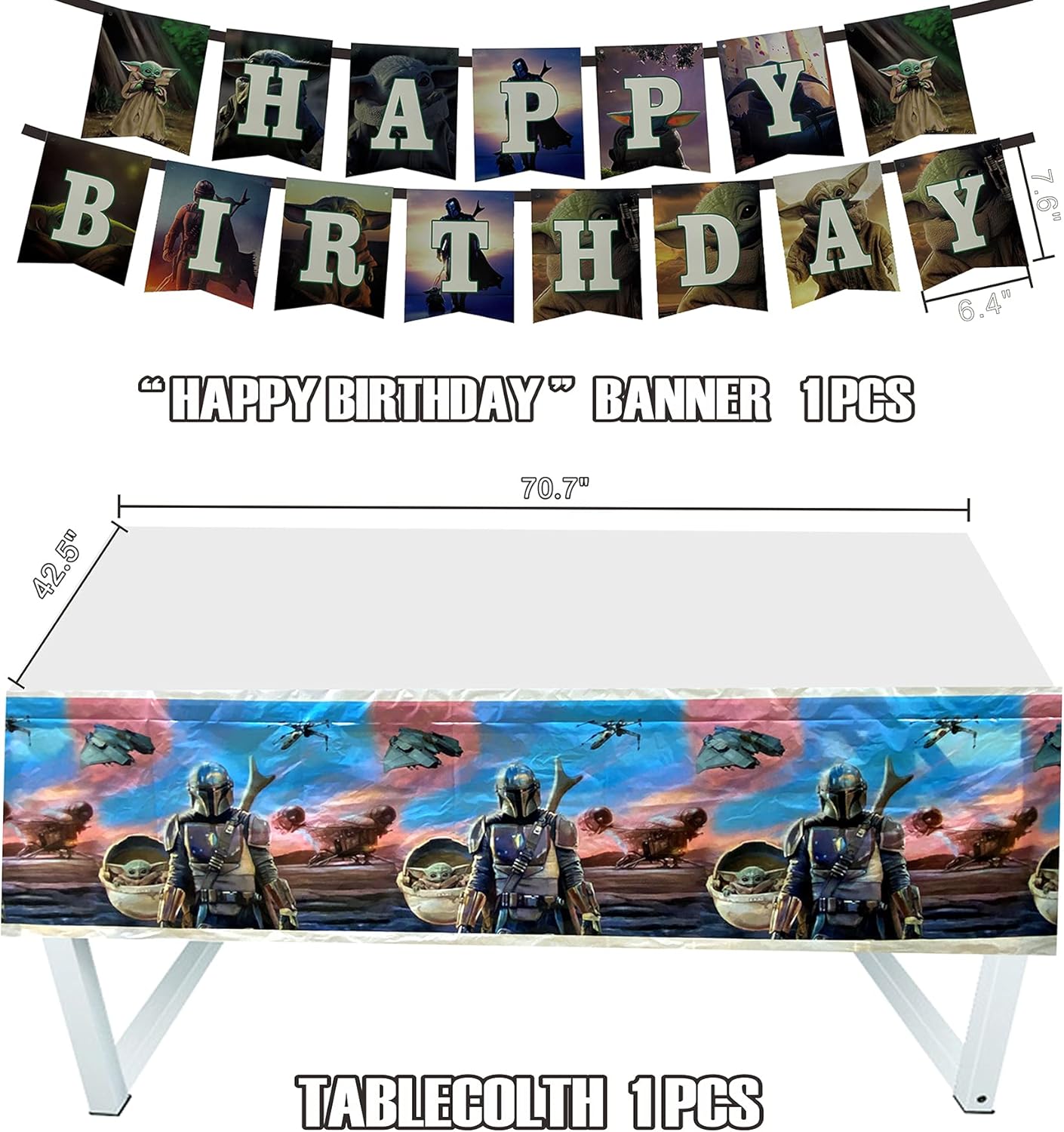 Buy Baby Yoda Themed Birthday Party Supplies Set Happy Birthday Banner