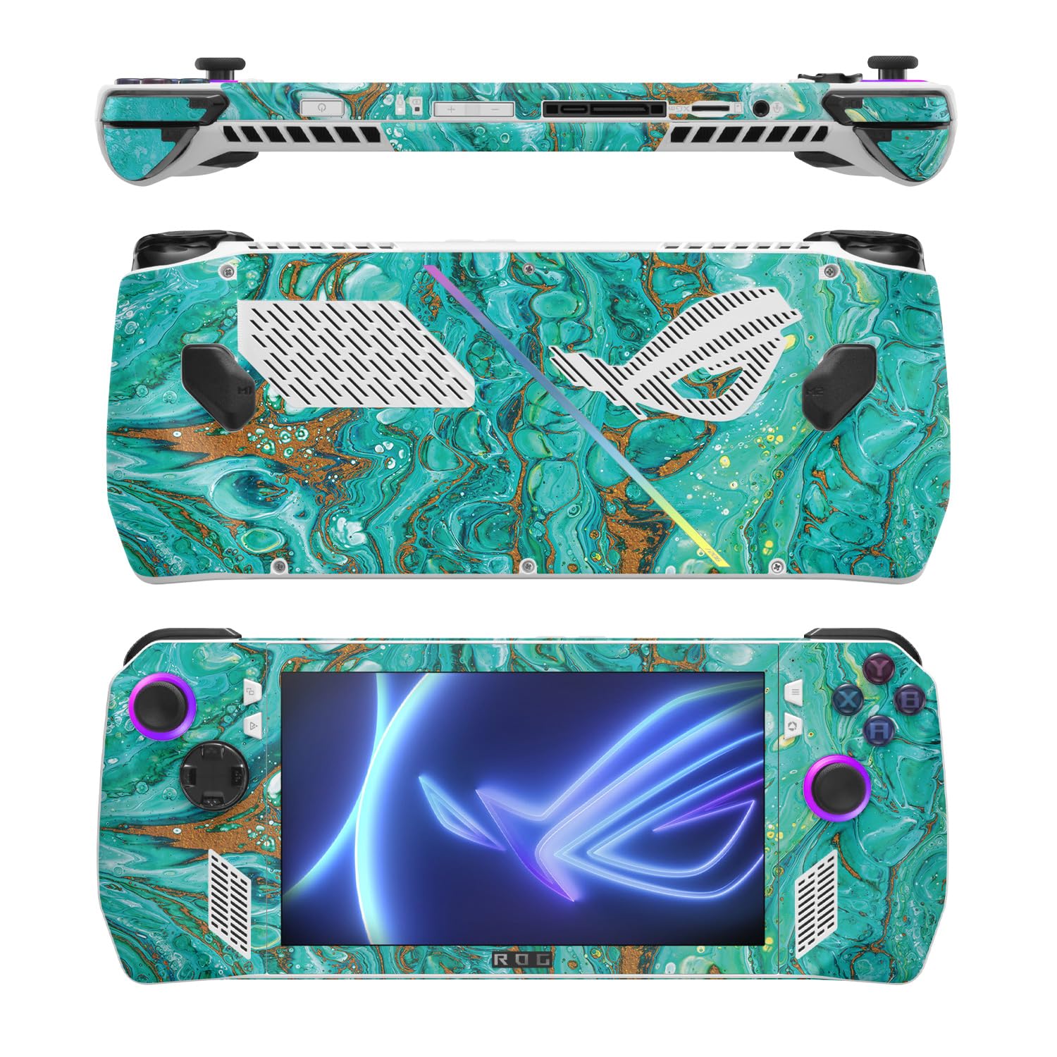 MightySkins Skin Compatible with Asus ROG Ally - Turquoise Ripple | Protective, Durable, and Unique Vinyl Decal wrap Cover | Easy to Apply, Remove, and Change Style