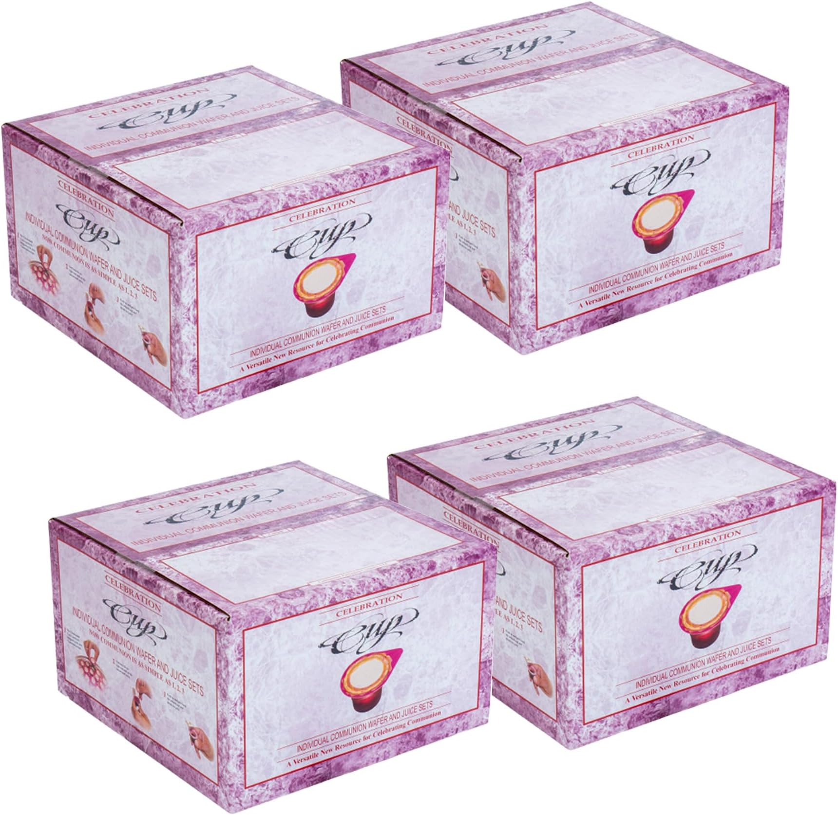 100 Prefilled Communion Cups with Juice and Wafer - 100 servings per Box (4 Boxes)