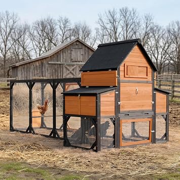 120" Large Wooden Chicken Coop with Run for 6-10 Chickens